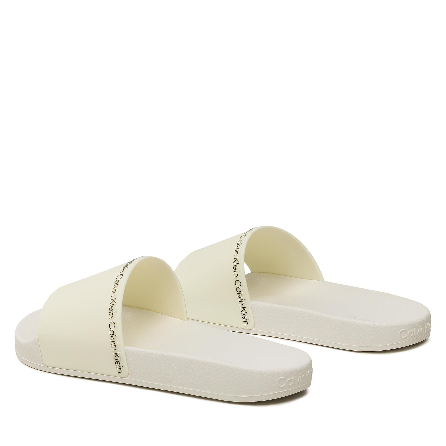 Calvin Klein Чехли Rubber Pool Slide HW0HW01526 Екрю - Pepit.bg