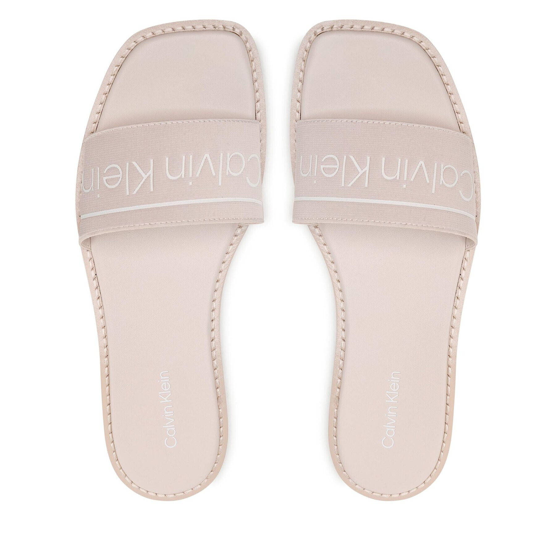 Calvin Klein Чехли Squared Flat Slide He HW0HW00817 Бежов - Pepit.bg