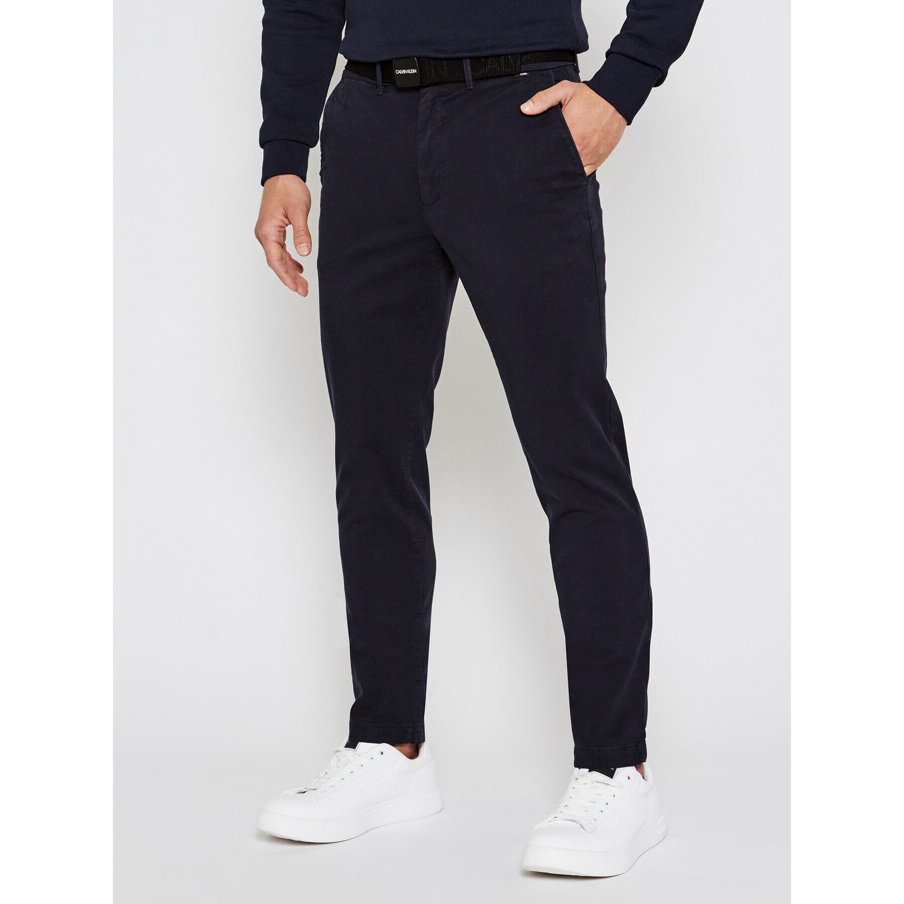 Calvin Klein Чино панталони K10K106894 Тъмносин Slim Fit - Pepit.bg