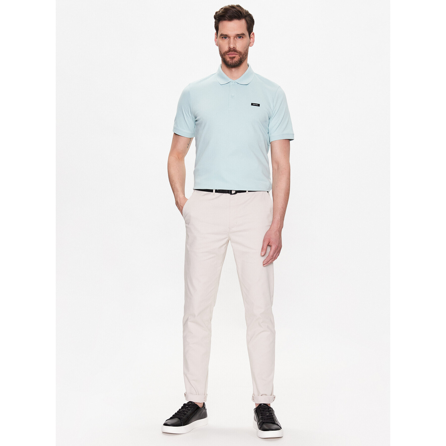 Calvin Klein Чино панталони Modern Twill K10K110979 Бежов Slim Fit - Pepit.bg