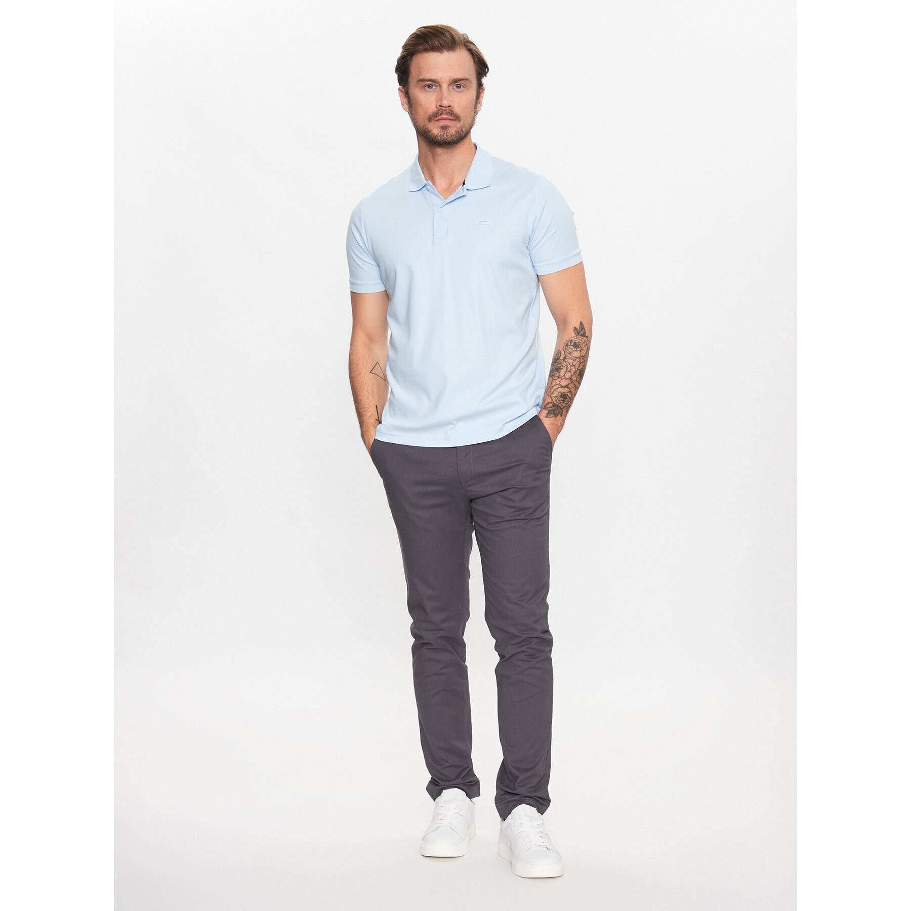 Calvin Klein Чино панталони Modern Twill K10K110979 Сив Slim Fit - Pepit.bg