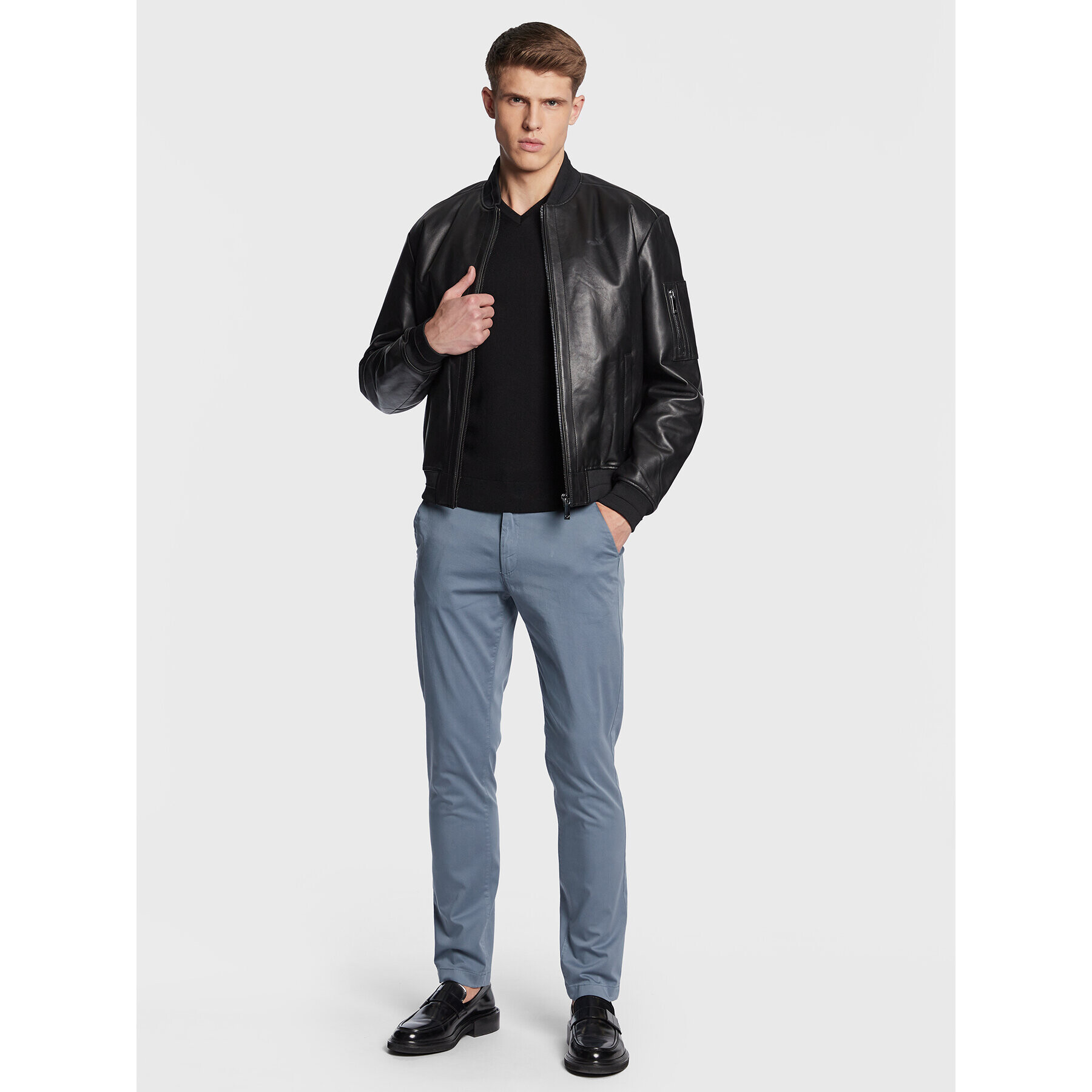 Calvin Klein Чино панталони Sateen K10K109914 Син Slim Fit - Pepit.bg