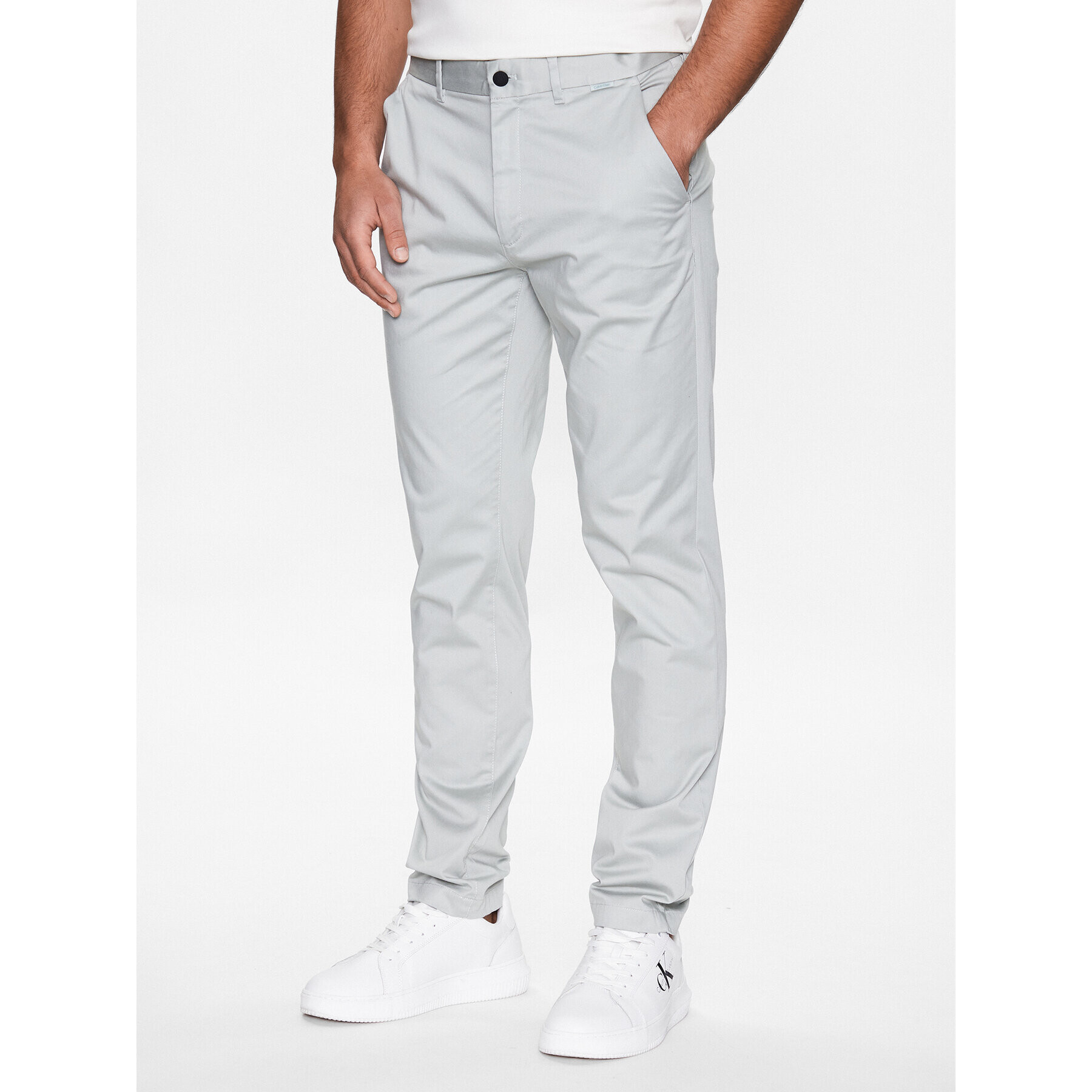 Calvin Klein Чино панталони Satin K10K110963 Зелен Slim Fit - Pepit.bg