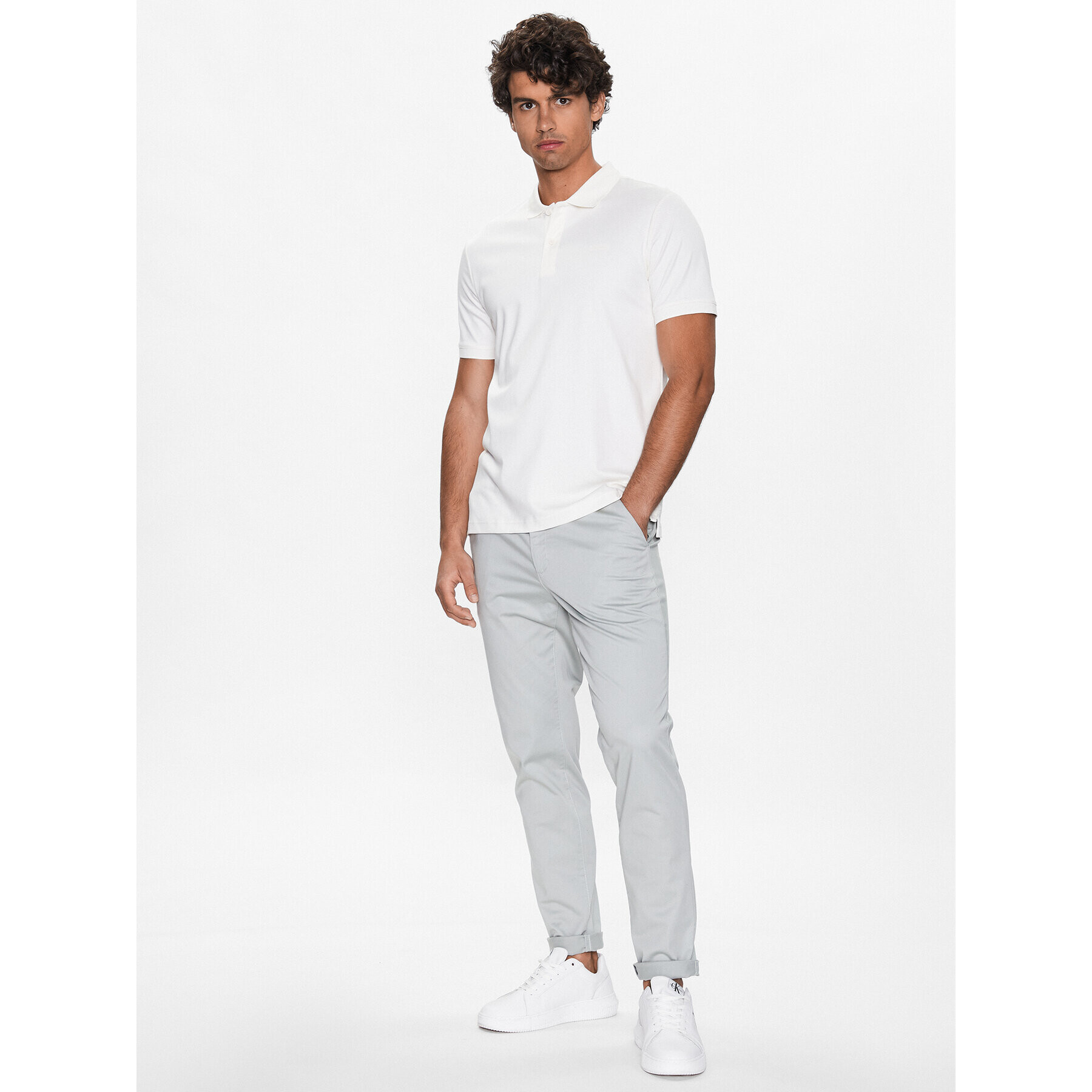 Calvin Klein Чино панталони Satin K10K110963 Зелен Slim Fit - Pepit.bg