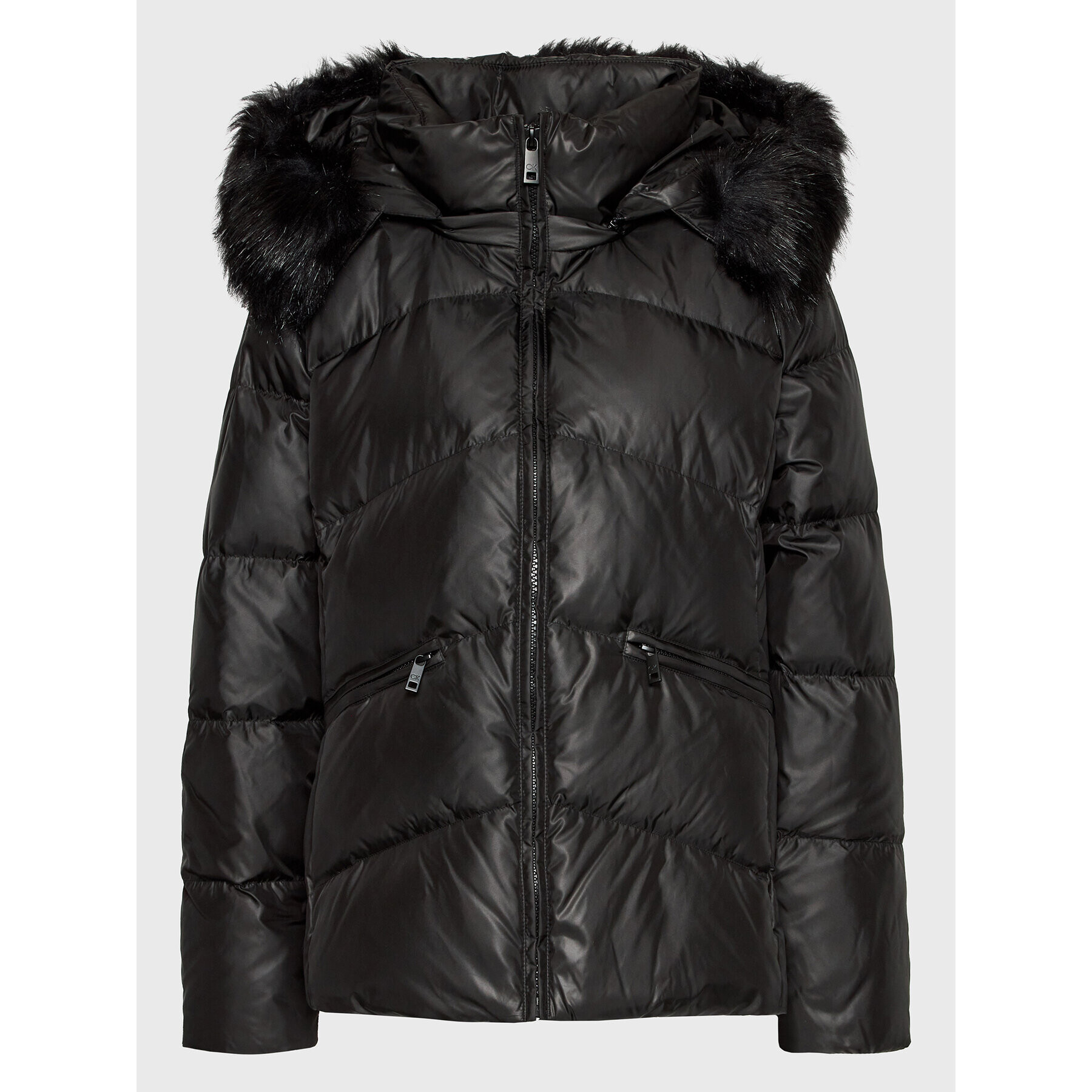 Calvin Klein Curve Пухено яке Essential K20K205143 Черен Regular Fit - Pepit.bg