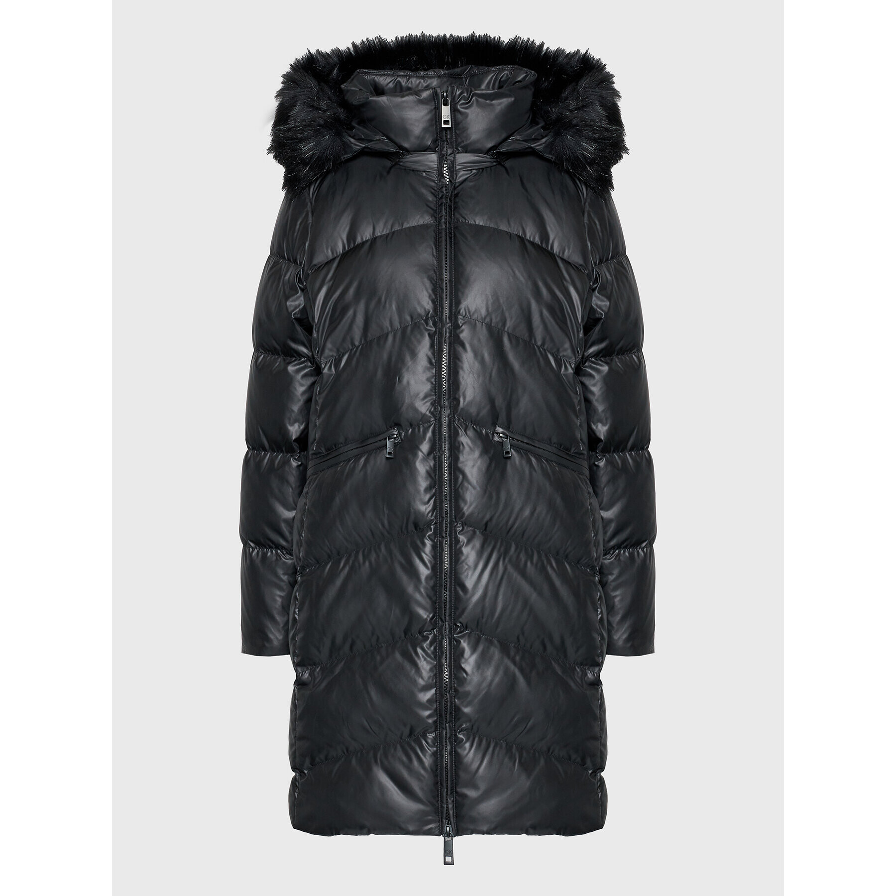 Calvin Klein Curve Пухено яке Essential K20K205144 Черен Regular Fit - Pepit.bg