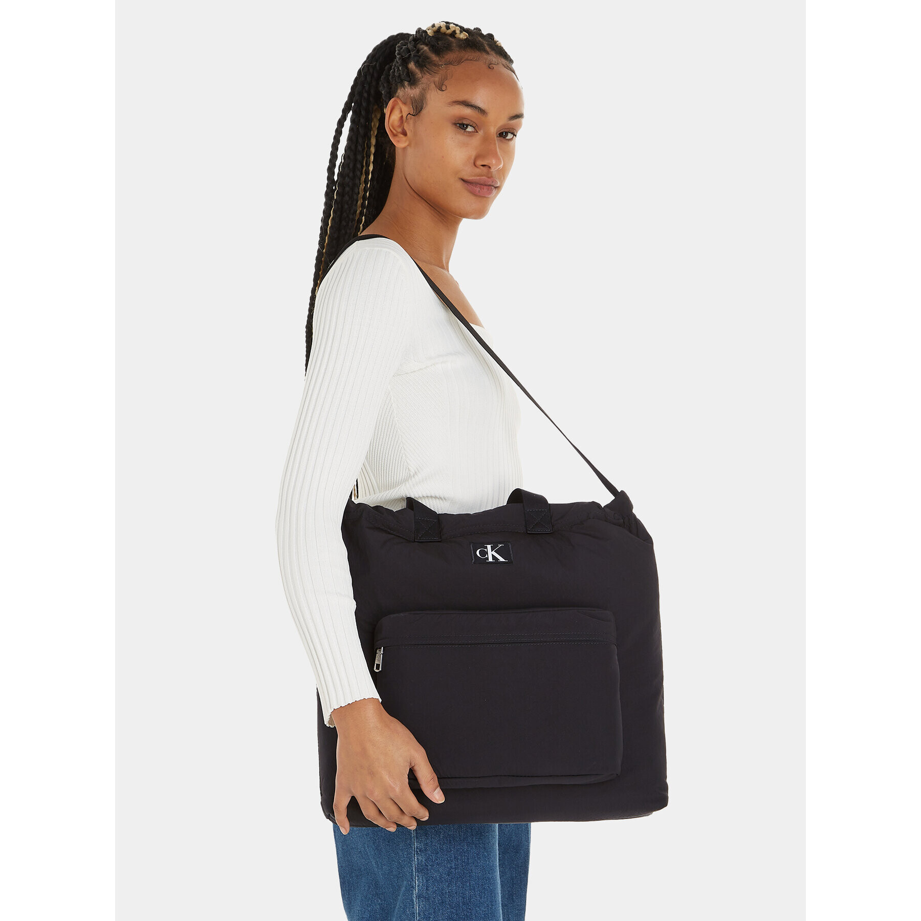 Calvin Klein Дамска чанта City Nylon Flight Tote 40 K60K610857 Черен - Pepit.bg