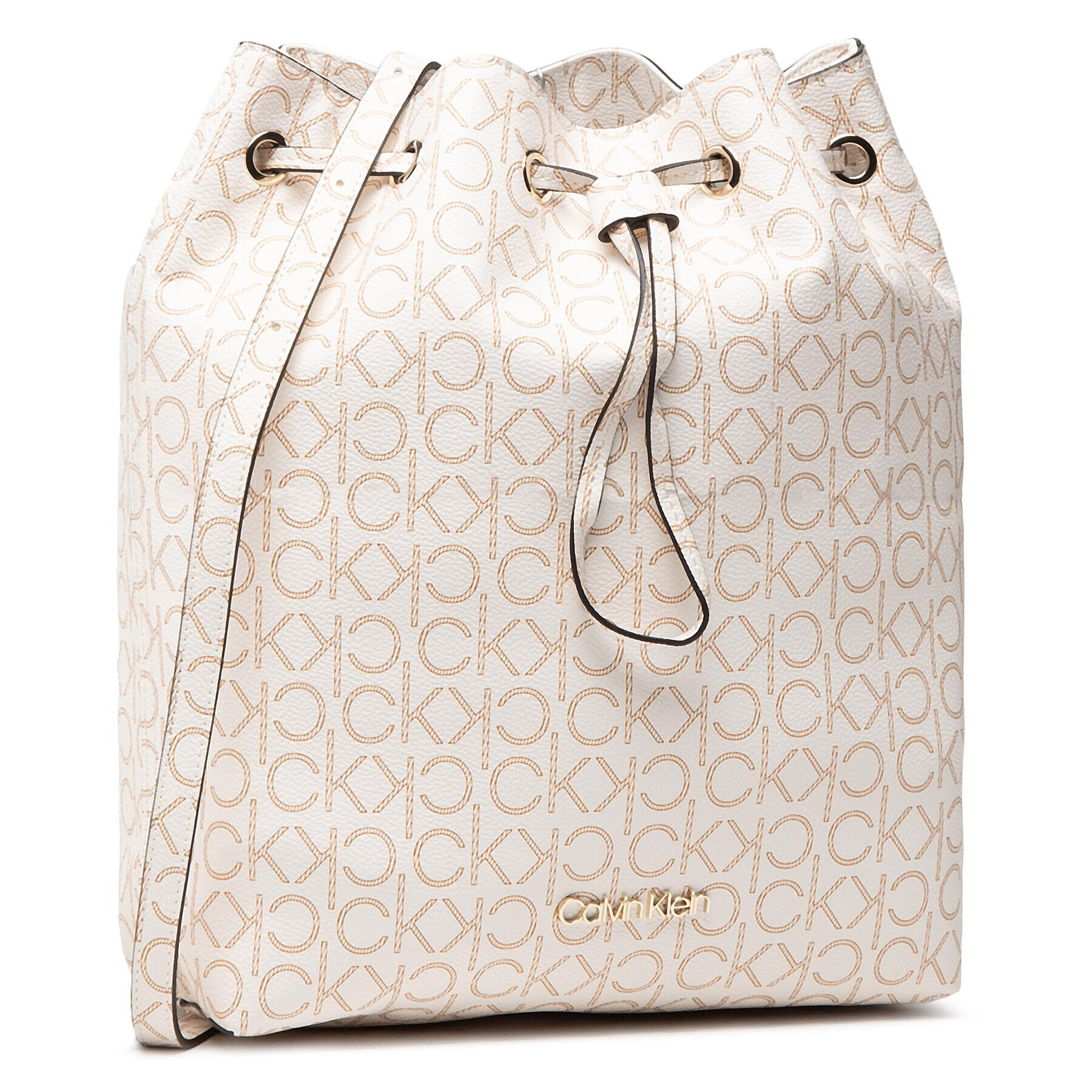 Calvin Klein Дамска чанта Ck Mono Drawstring Md K60K606477 Бял - Pepit.bg