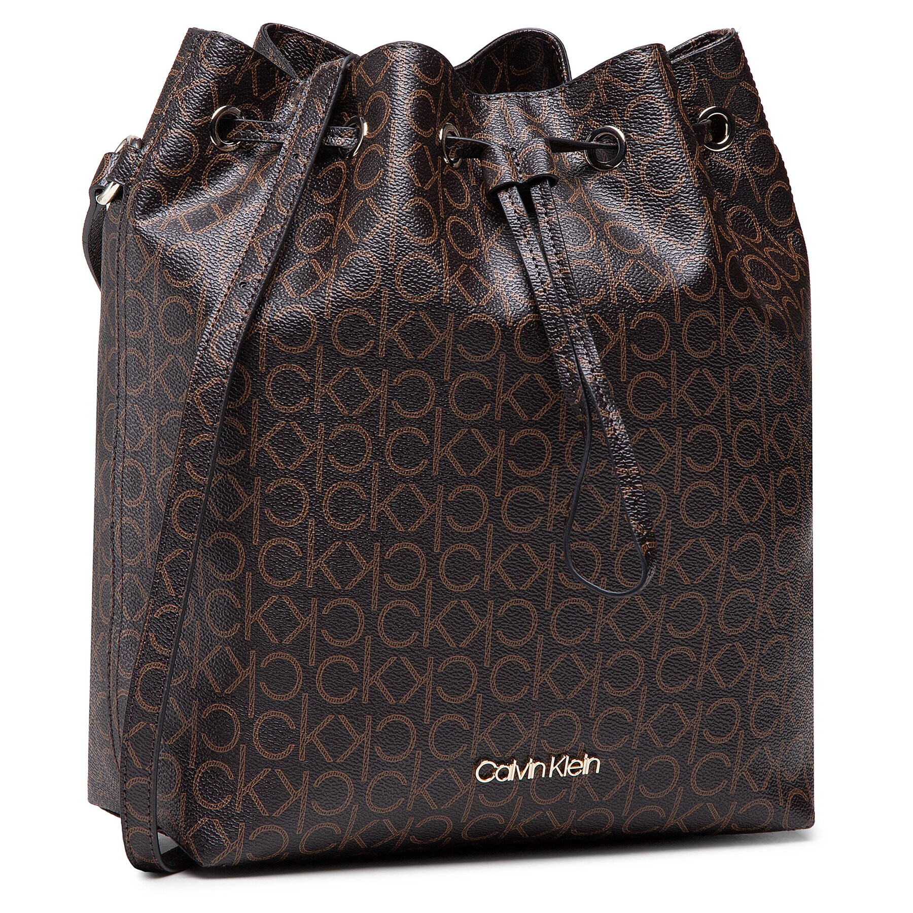 Calvin Klein Дамска чанта Ck Mono Drawstring Md K60K606477 Кафяв - Pepit.bg