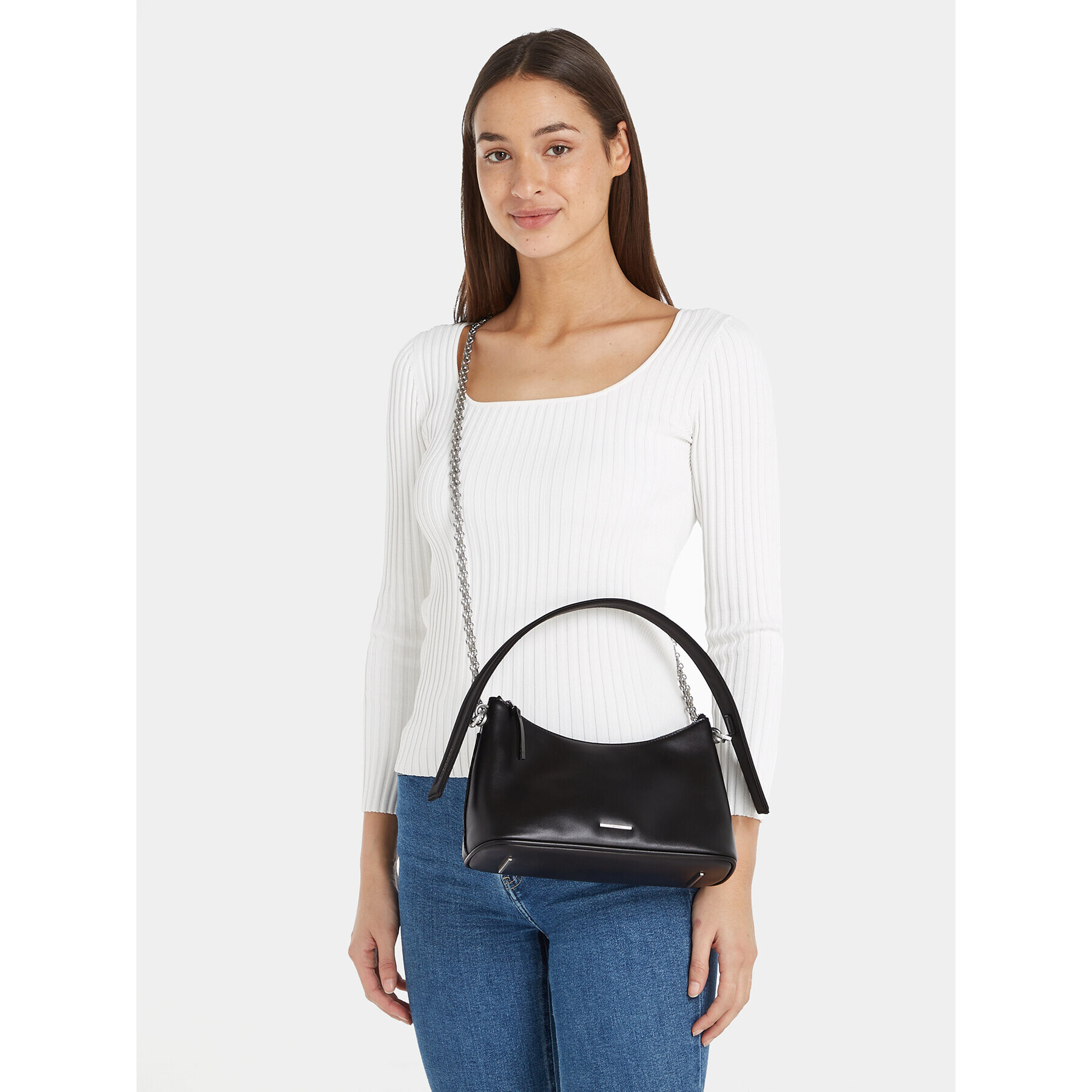 Calvin Klein Дамска чанта Ck Natural Shoulder Bag K60K611066 Черен - Pepit.bg