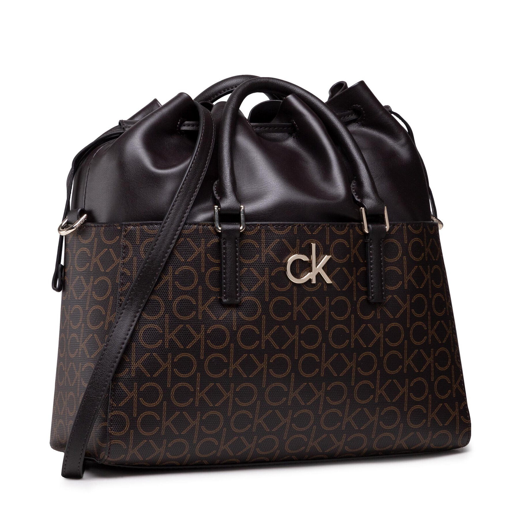 Calvin Klein Дамска чанта Conv Habo Monogram Mix K60K608316 Кафяв - Pepit.bg