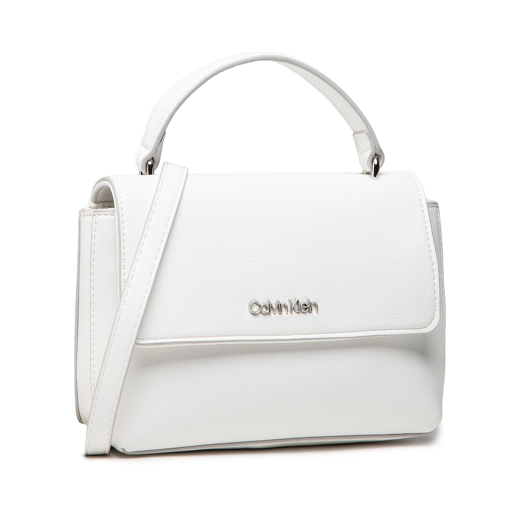 Calvin Klein Дамска чанта Flap Mini Bag W/Top Handle K60K608170 Бял - Pepit.bg