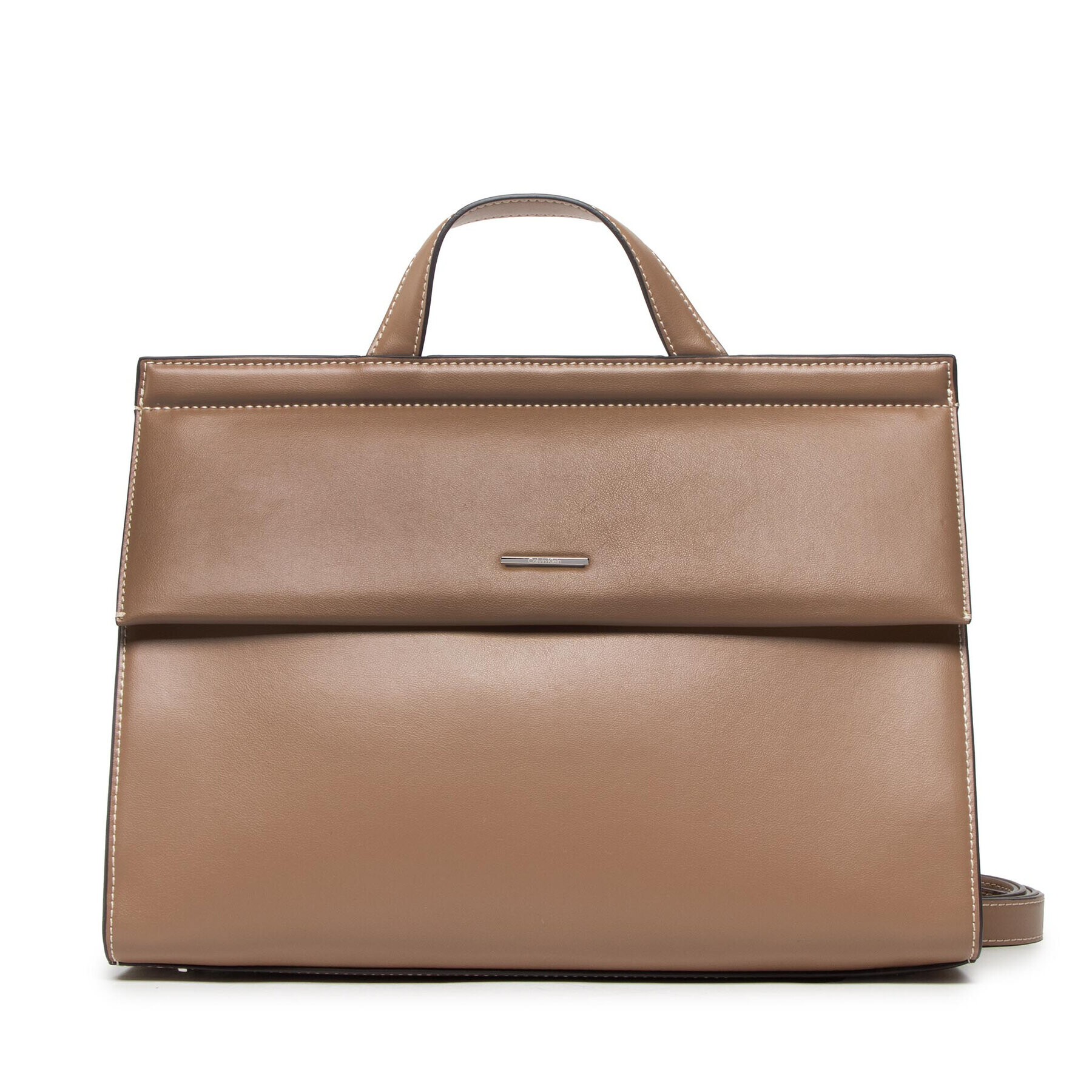 Calvin Klein Дамска чанта Fold Over Top Handle K60K609643 Бежов - Pepit.bg
