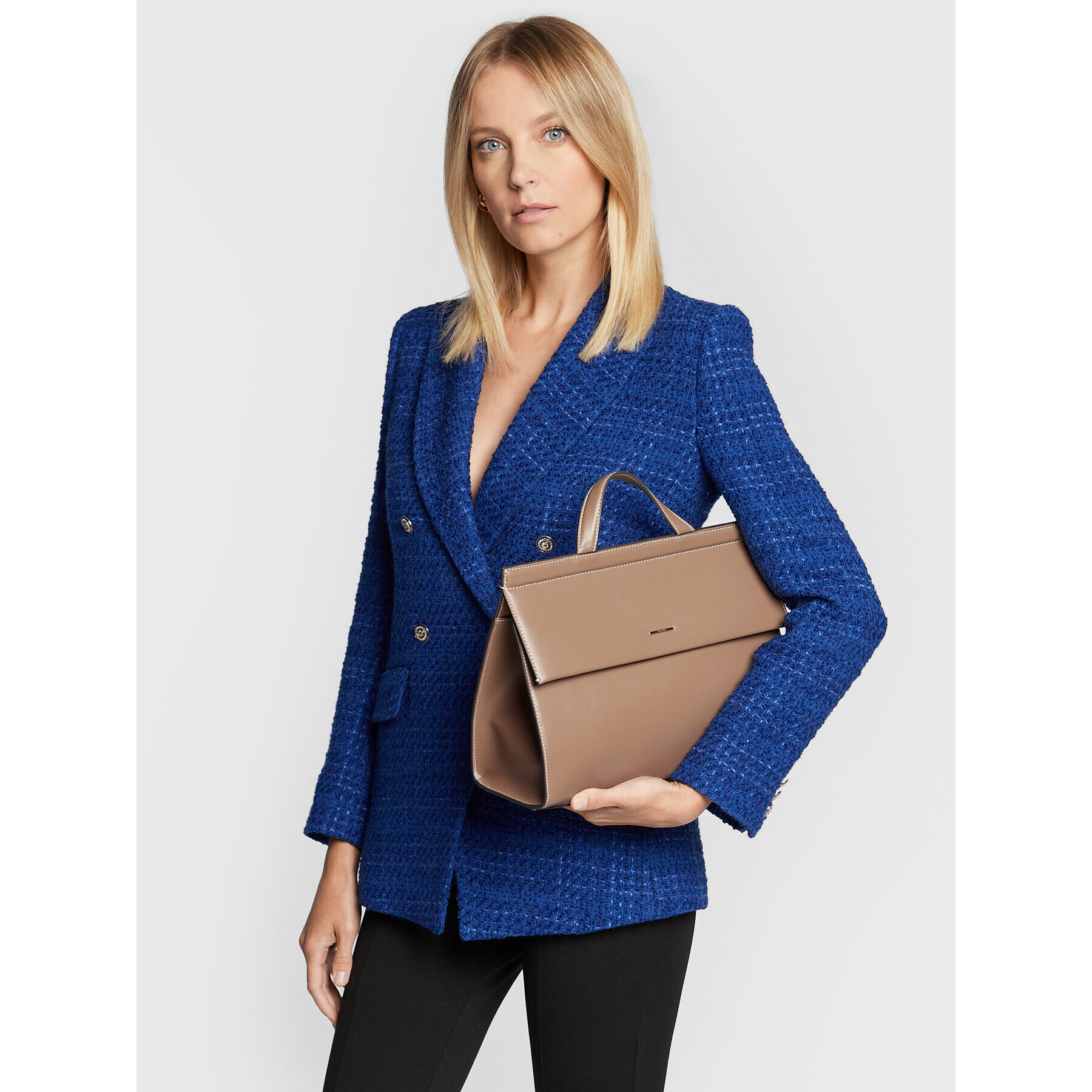 Calvin Klein Дамска чанта Fold Over Top Handle K60K609643 Бежов - Pepit.bg