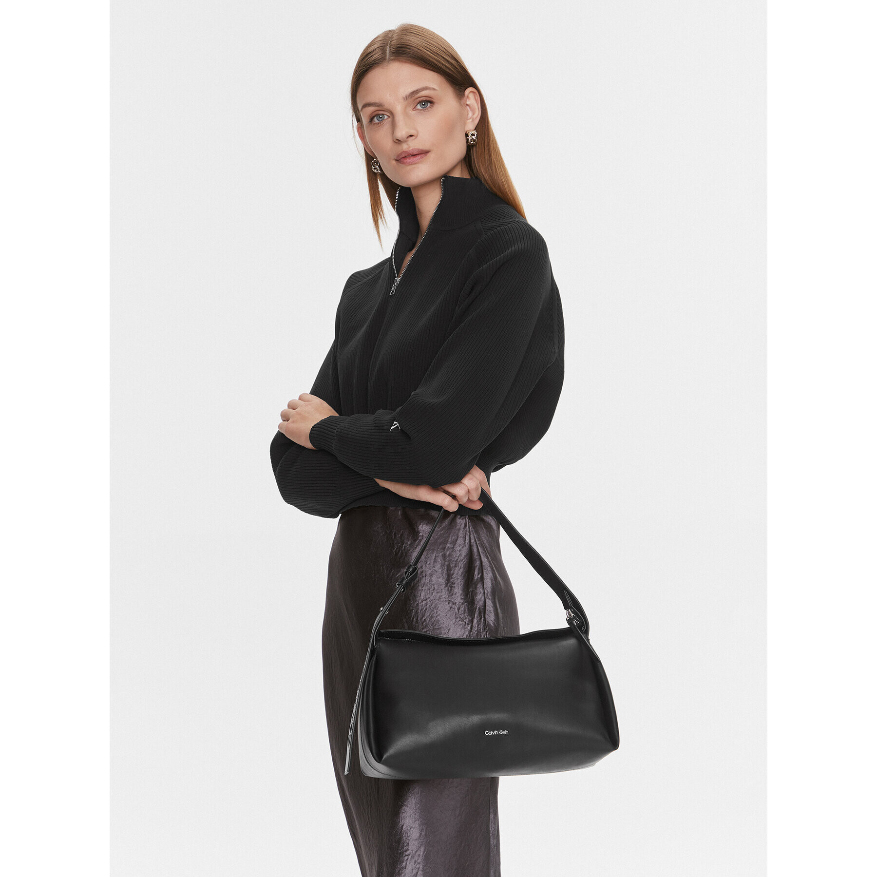 Calvin Klein Дамска чанта Gracie Shoulder Bag K60K611341 Черен - Pepit.bg