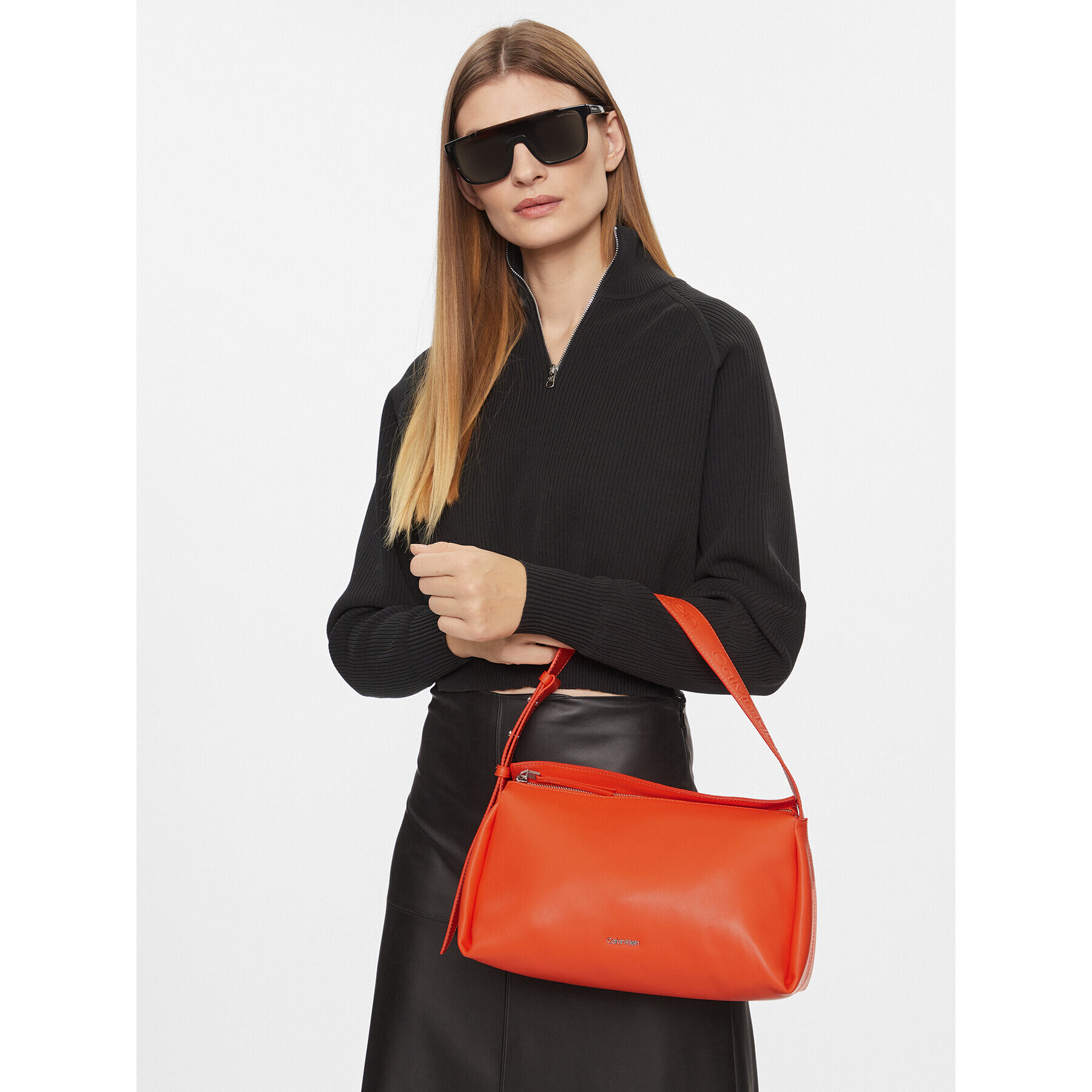 Calvin Klein Дамска чанта Gracie Shoulder Bag K60K611341 Оранжев - Pepit.bg