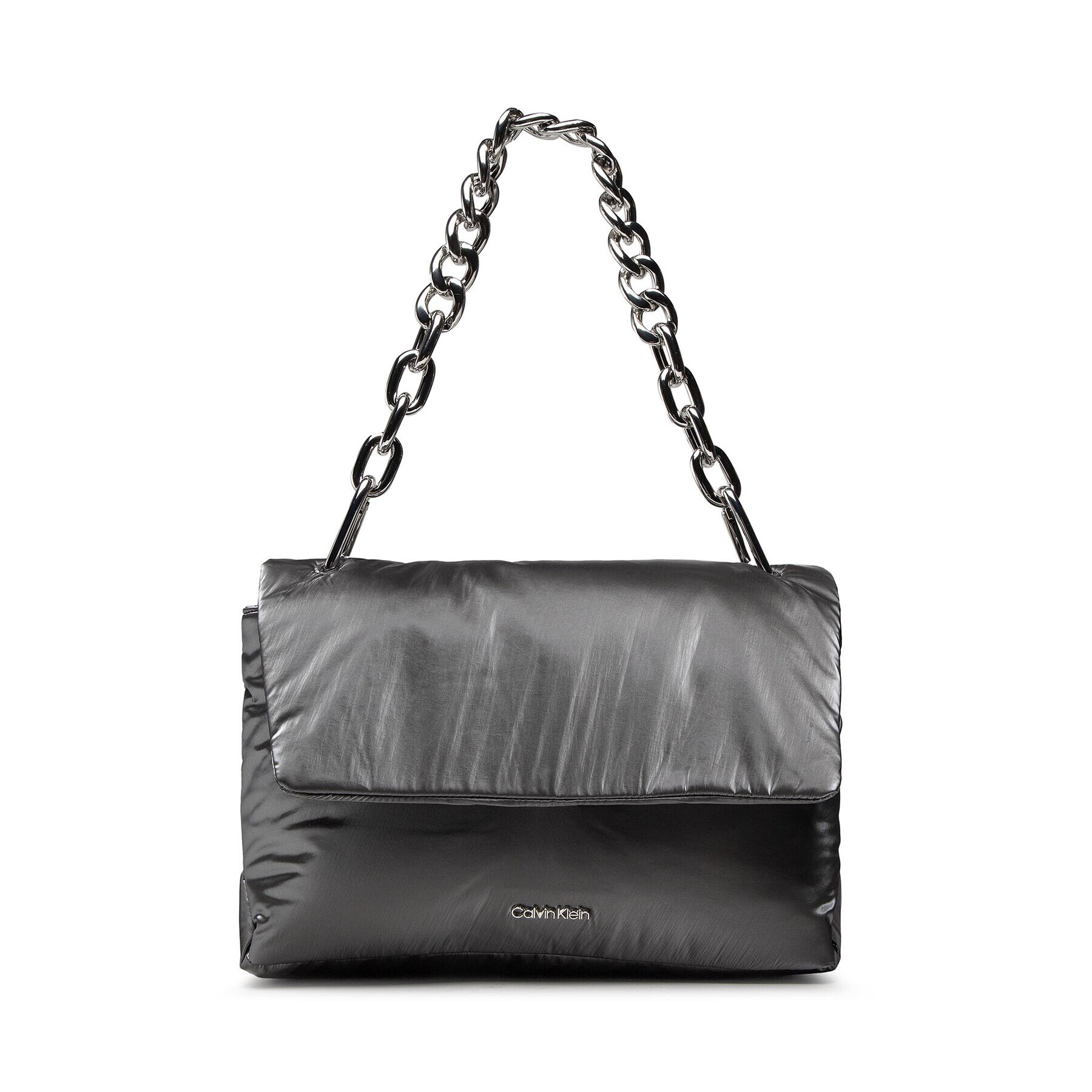 Calvin Klein Дамска чанта Linked Shoulder Bag Metallic K60K608900 Сив - Pepit.bg