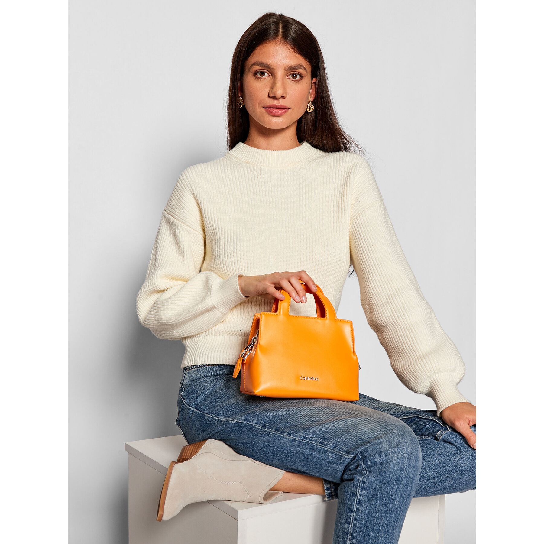 Calvin Klein Дамска чанта Neat Tote Mini K60K609181 Оранжев - Pepit.bg