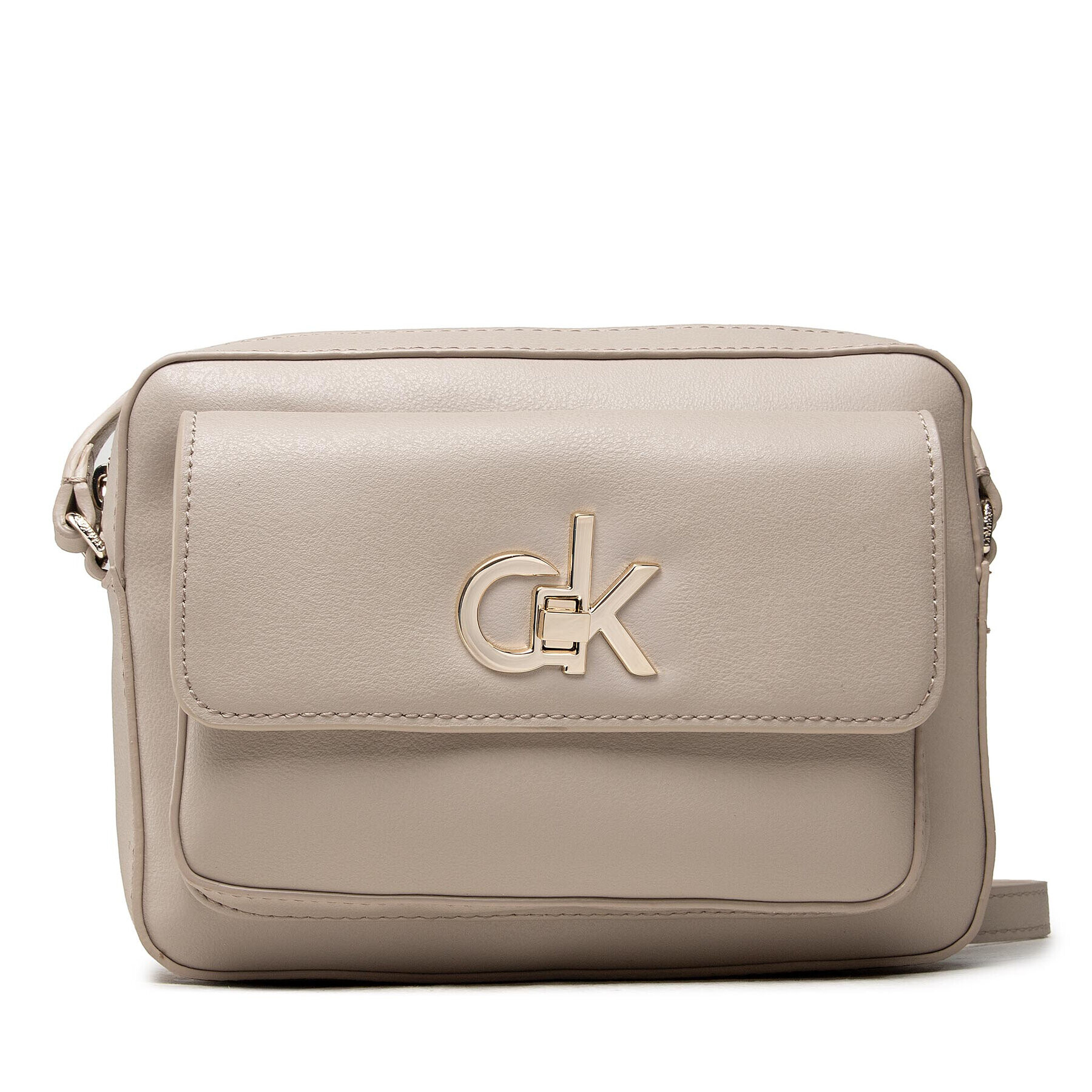 Calvin Klein Дамска чанта Re Lock Camre Bag W/Flap Pkt Lg K60K608414 Бежов - Pepit.bg