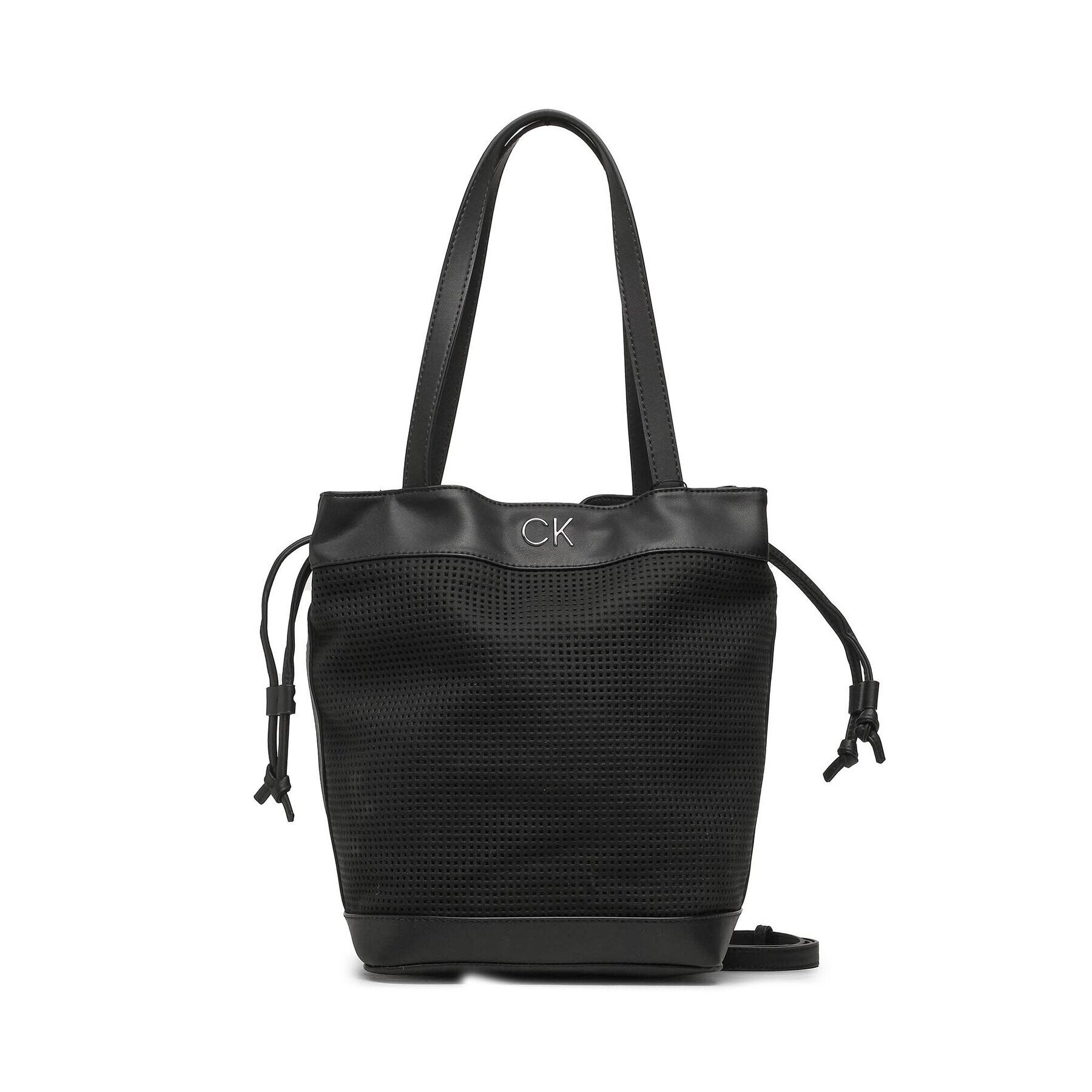 Calvin Klein Дамска чанта Re-Lock Drawstring Bag Perf K60K610635 Черен - Pepit.bg