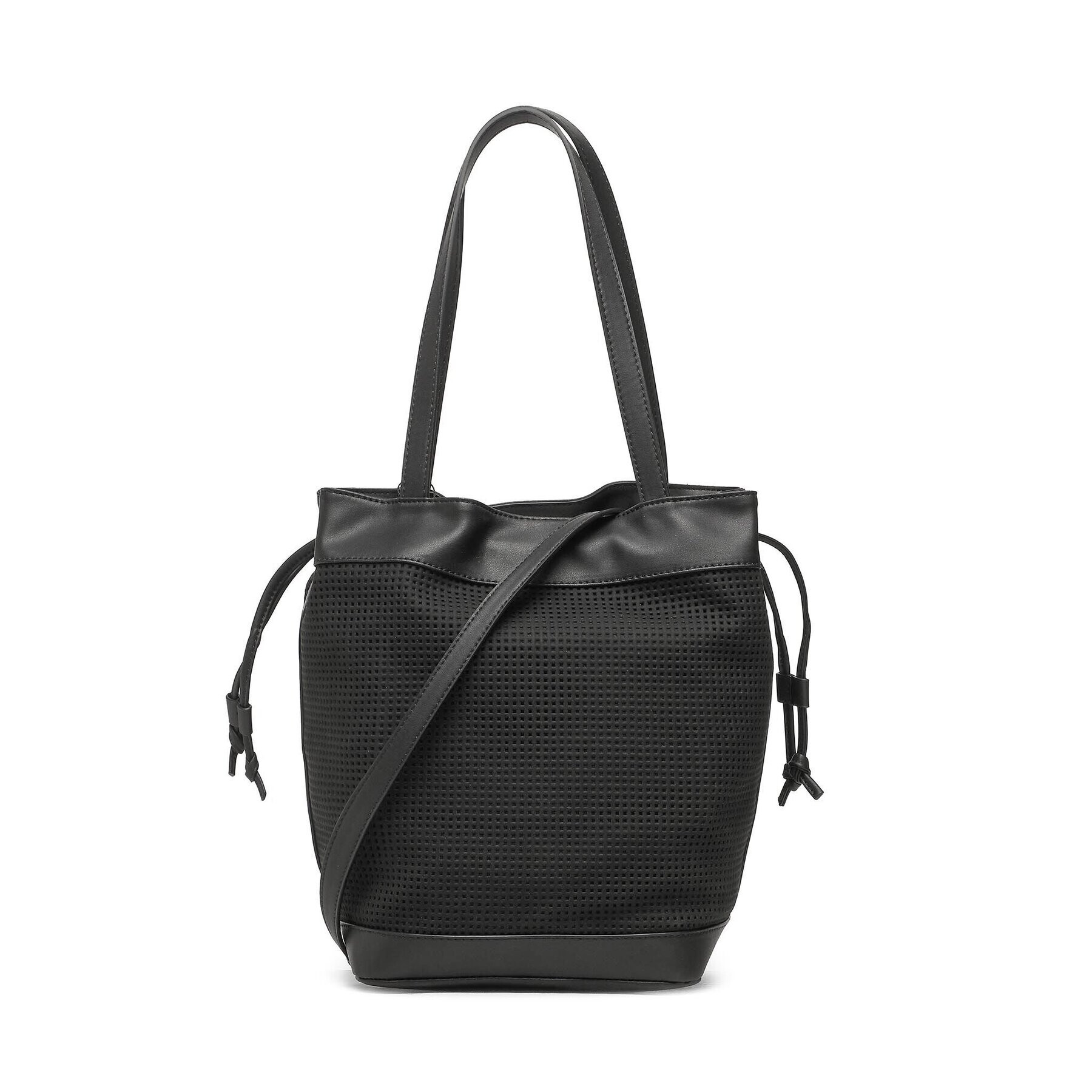 Calvin Klein Дамска чанта Re-Lock Drawstring Bag Perf K60K610635 Черен - Pepit.bg