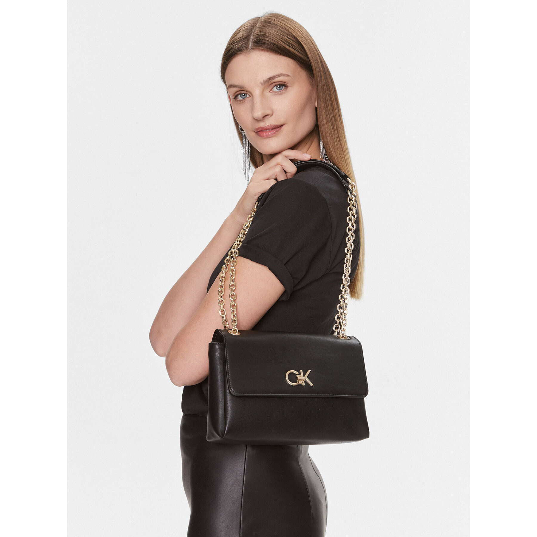 Calvin Klein Дамска чанта Re-Lock Ew Conv Crossbody K60K611084 Черен - Pepit.bg