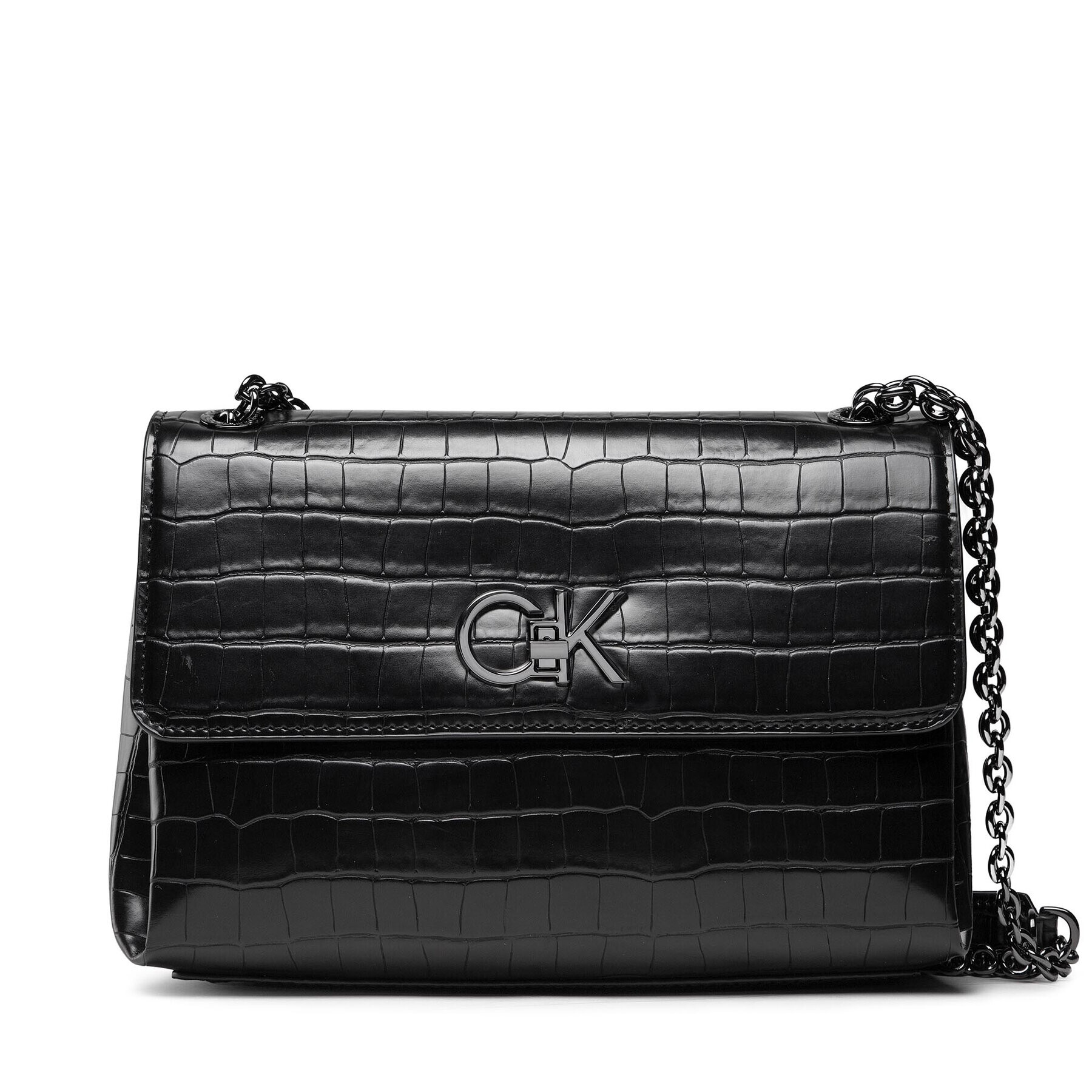 Calvin Klein Дамска чанта Re-Lock Ew Conv Xbody Croc Pu K60K608877 Черен - Pepit.bg