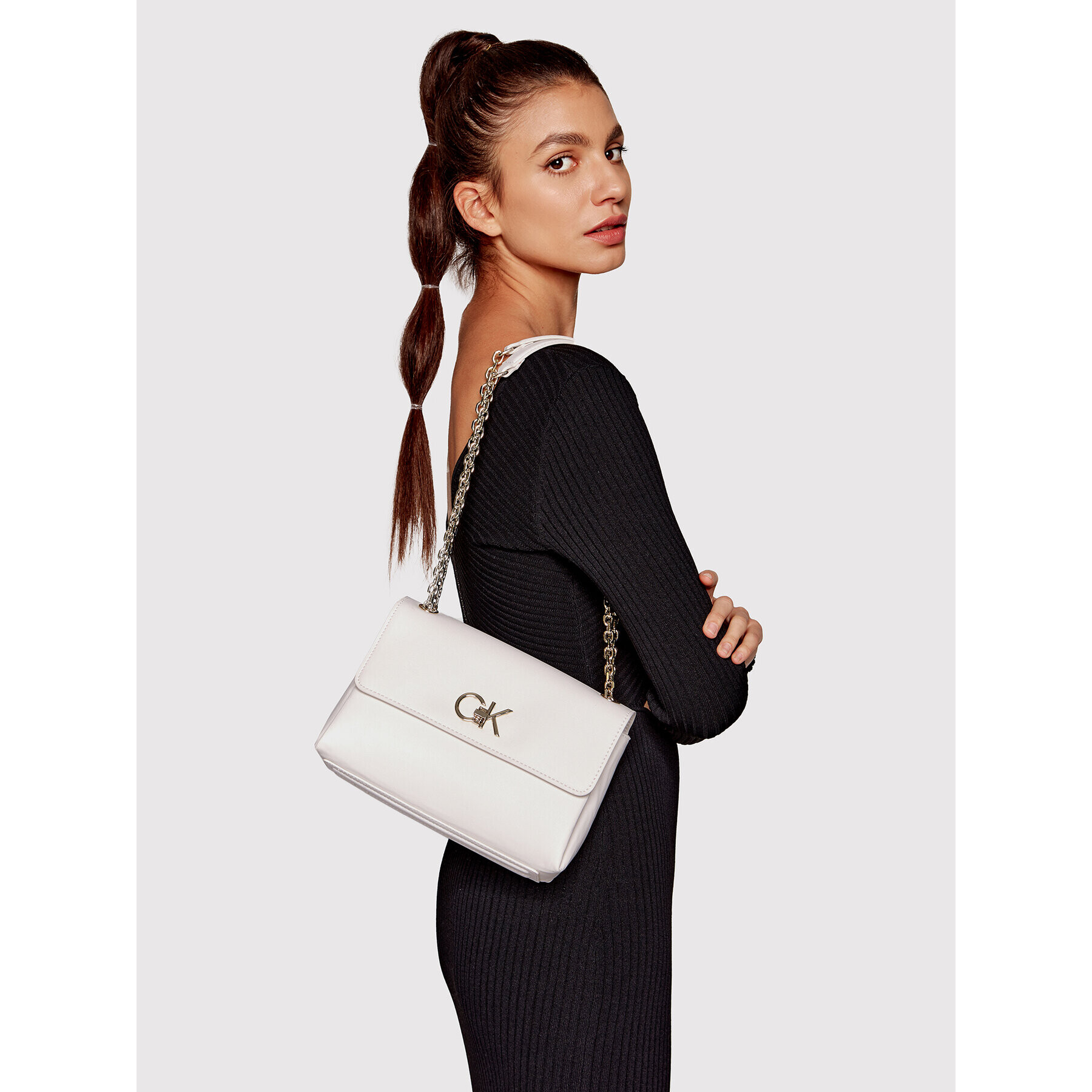 Calvin Klein Дамска чанта Re-Lock Ew Cony Crossbody K60K609624 Бял - Pepit.bg