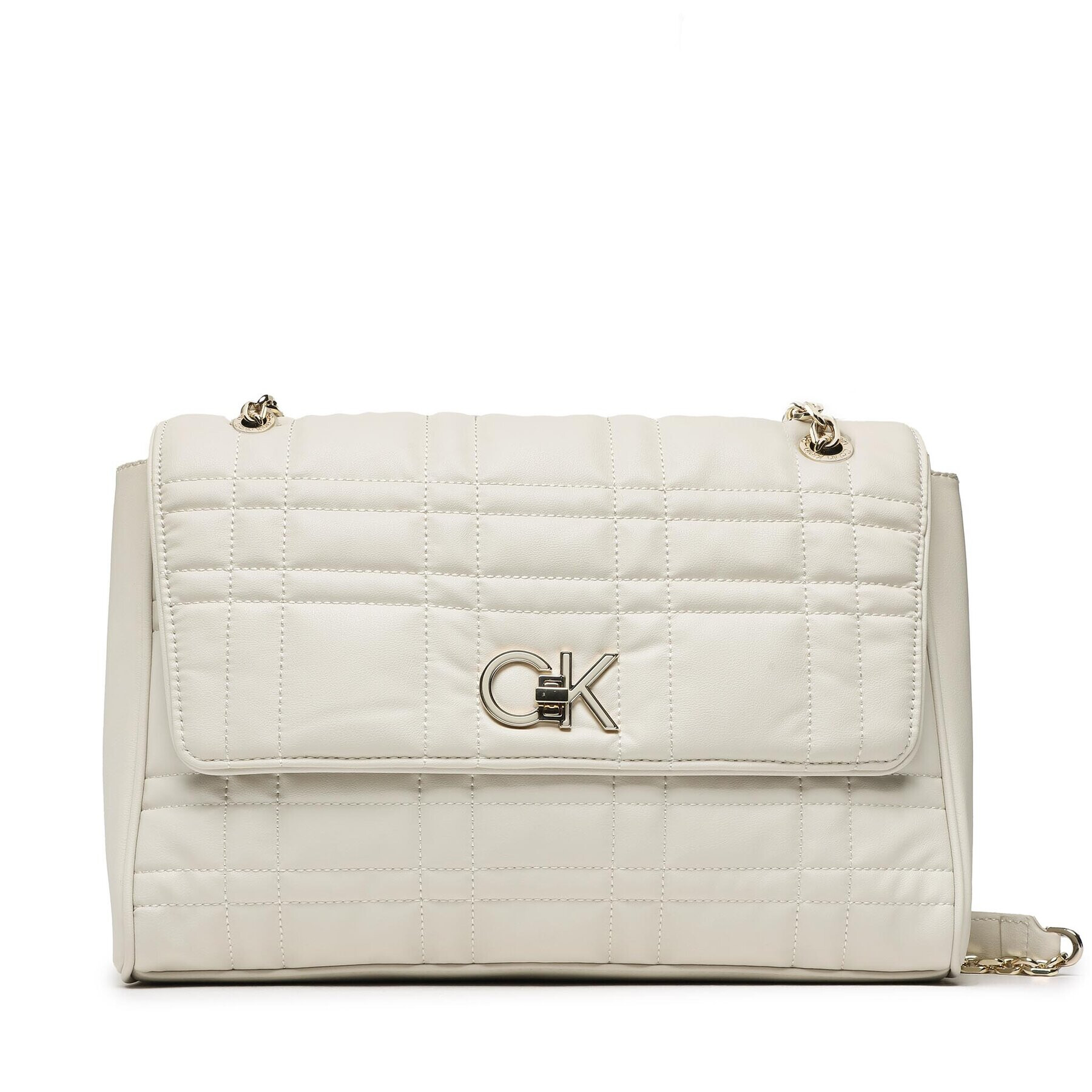 Calvin Klein Дамска чанта Re-Lock Quilt Shoulder Bag Lg K60K609884 Бежов - Pepit.bg