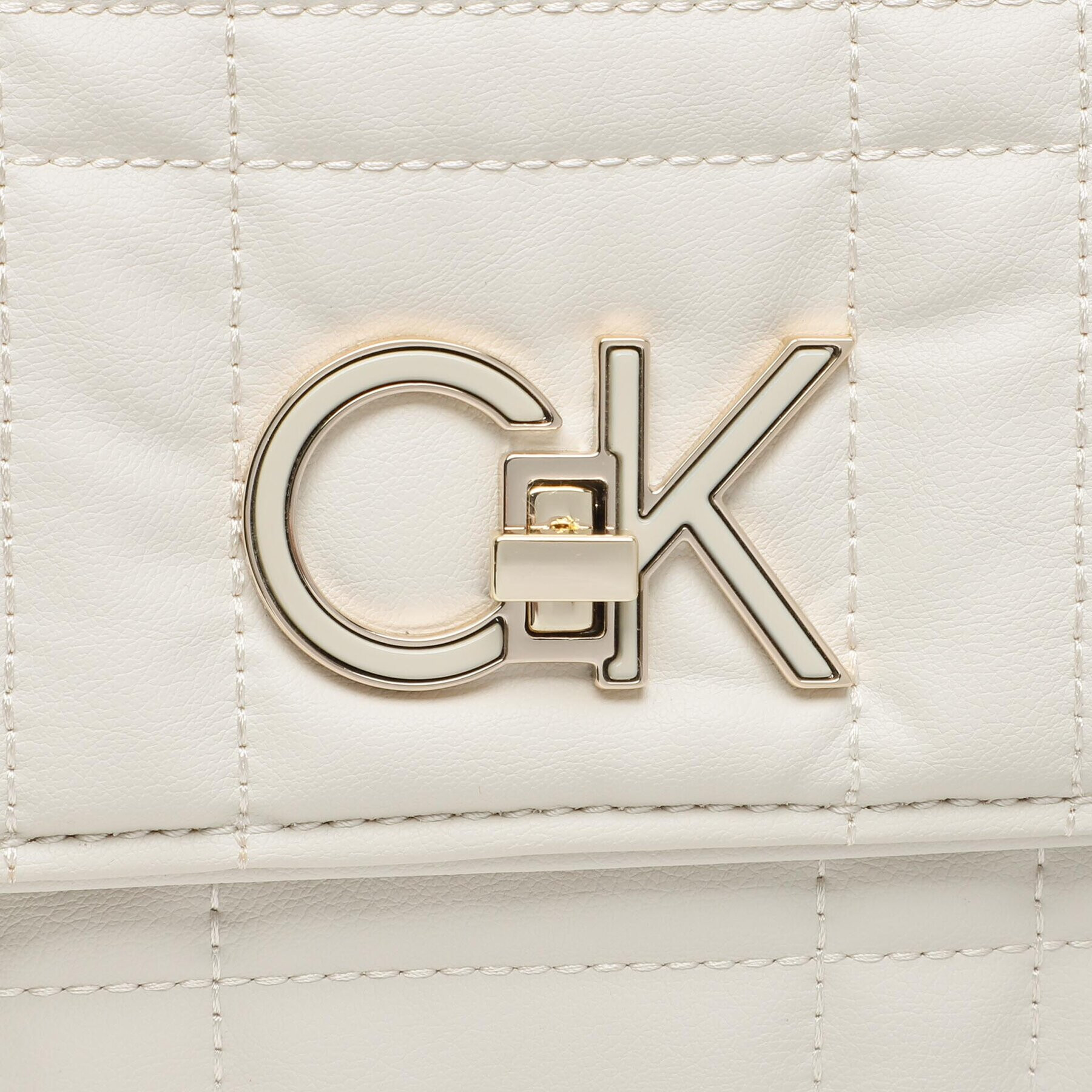 Calvin Klein Дамска чанта Re-Lock Quilt Shoulder Bag Lg K60K609884 Бежов - Pepit.bg