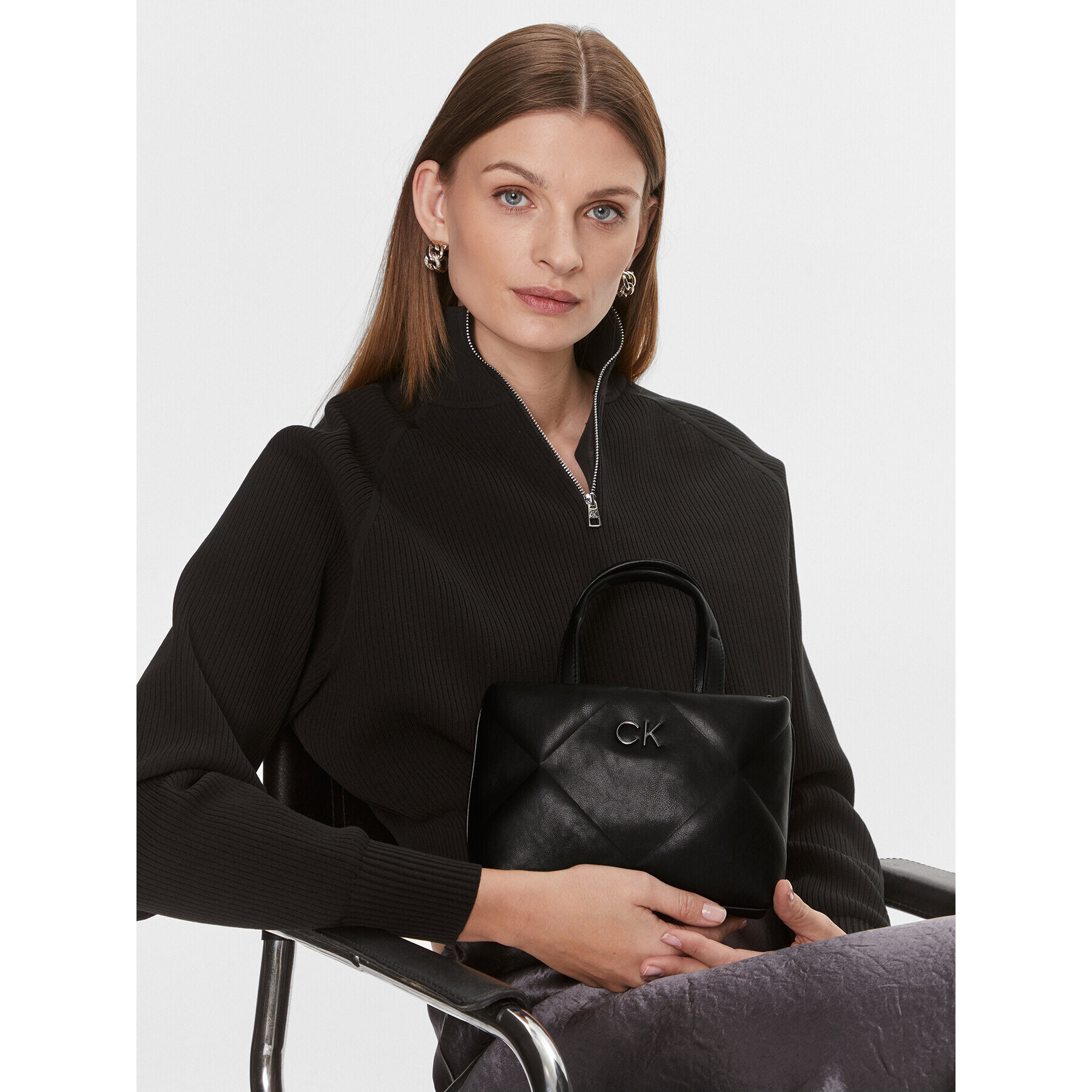 Calvin Klein Дамска чанта Re-Lock Quilt Tote Mini K60K611340 Черен - Pepit.bg