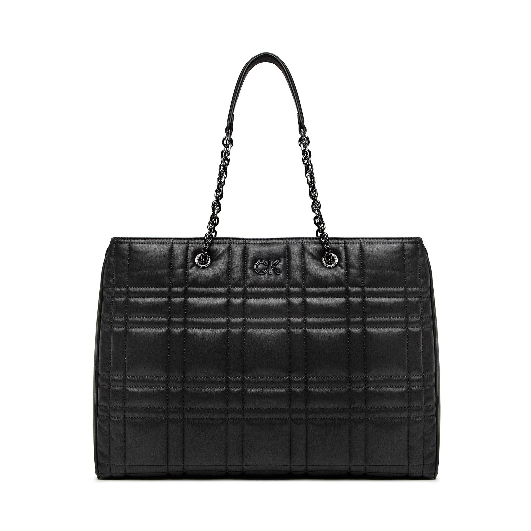 Calvin Klein Дамска чанта Re-Lock Quilt Tote W/Lp Cmpt K60K609880 Черен - Pepit.bg