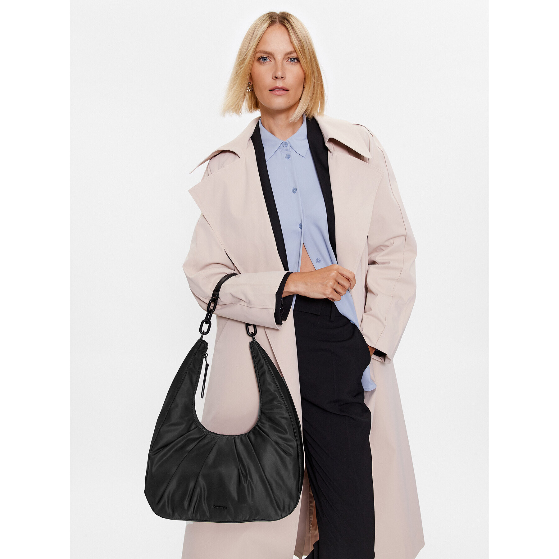 Calvin Klein Дамска чанта Soft Nylon Cres Shoulder Bag Md K60K610645 Черен - Pepit.bg