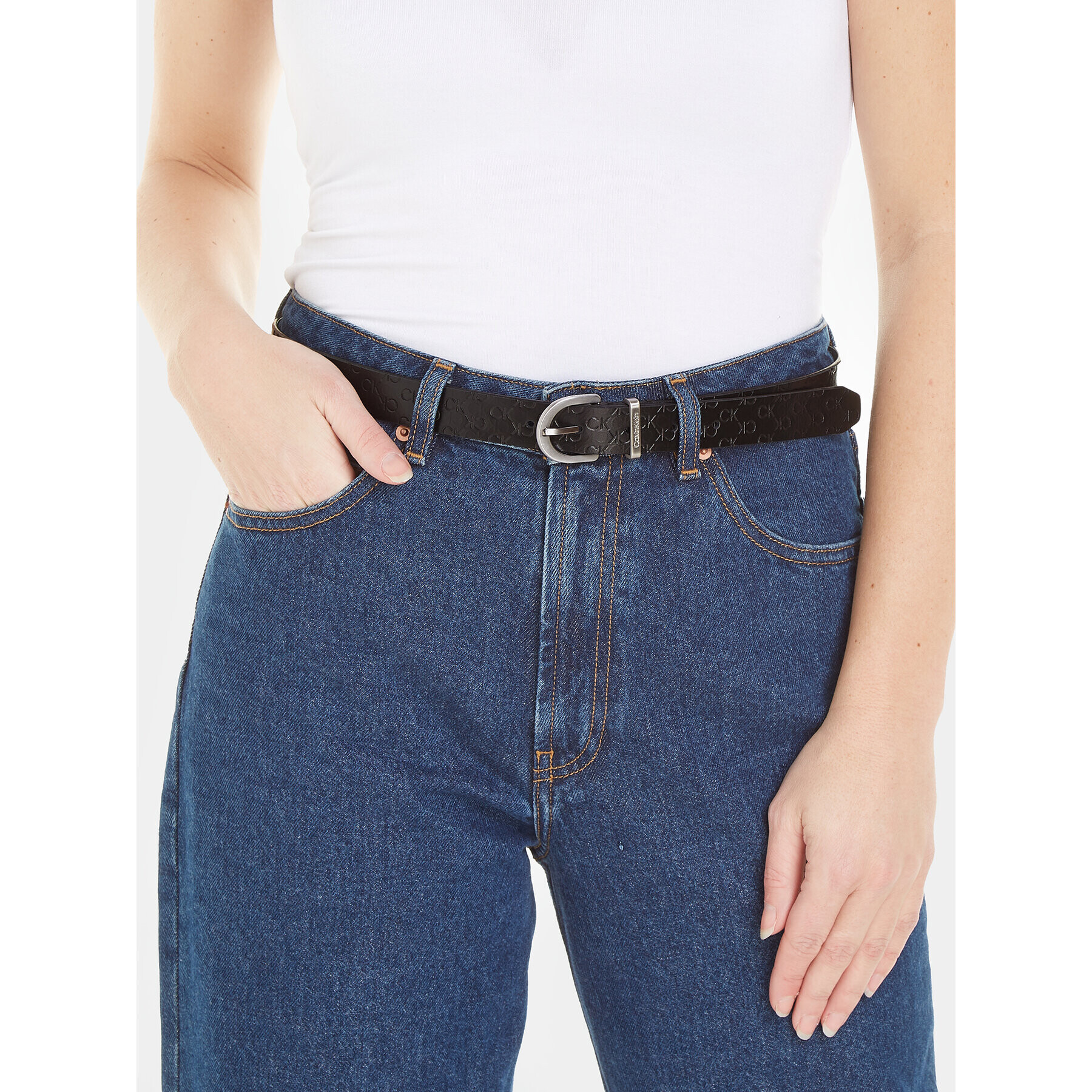 Calvin Klein Дамски колан Ck Must Loop Rnd Belt K60K611295 Черен - Pepit.bg