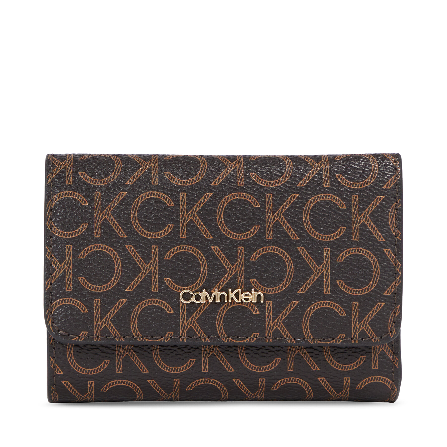 Calvin Klein Дамски портфейл Ck Must Trifold Sm-Mono K60K611324 Кафяв - Pepit.bg