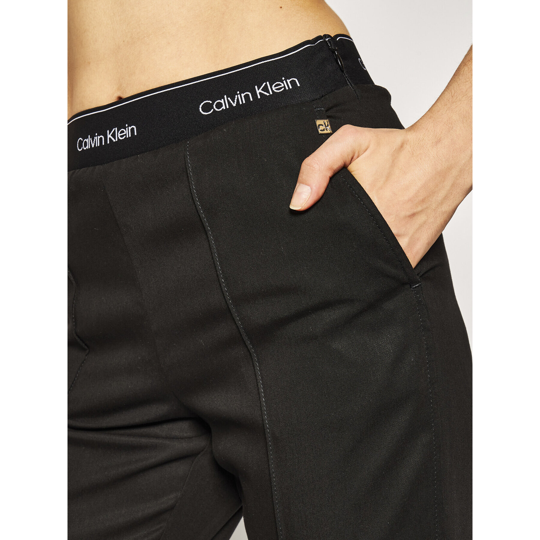 Calvin Klein Дънки джегингс Tencel Branded Elastic K20K201765 Черен Slim Fit - Pepit.bg