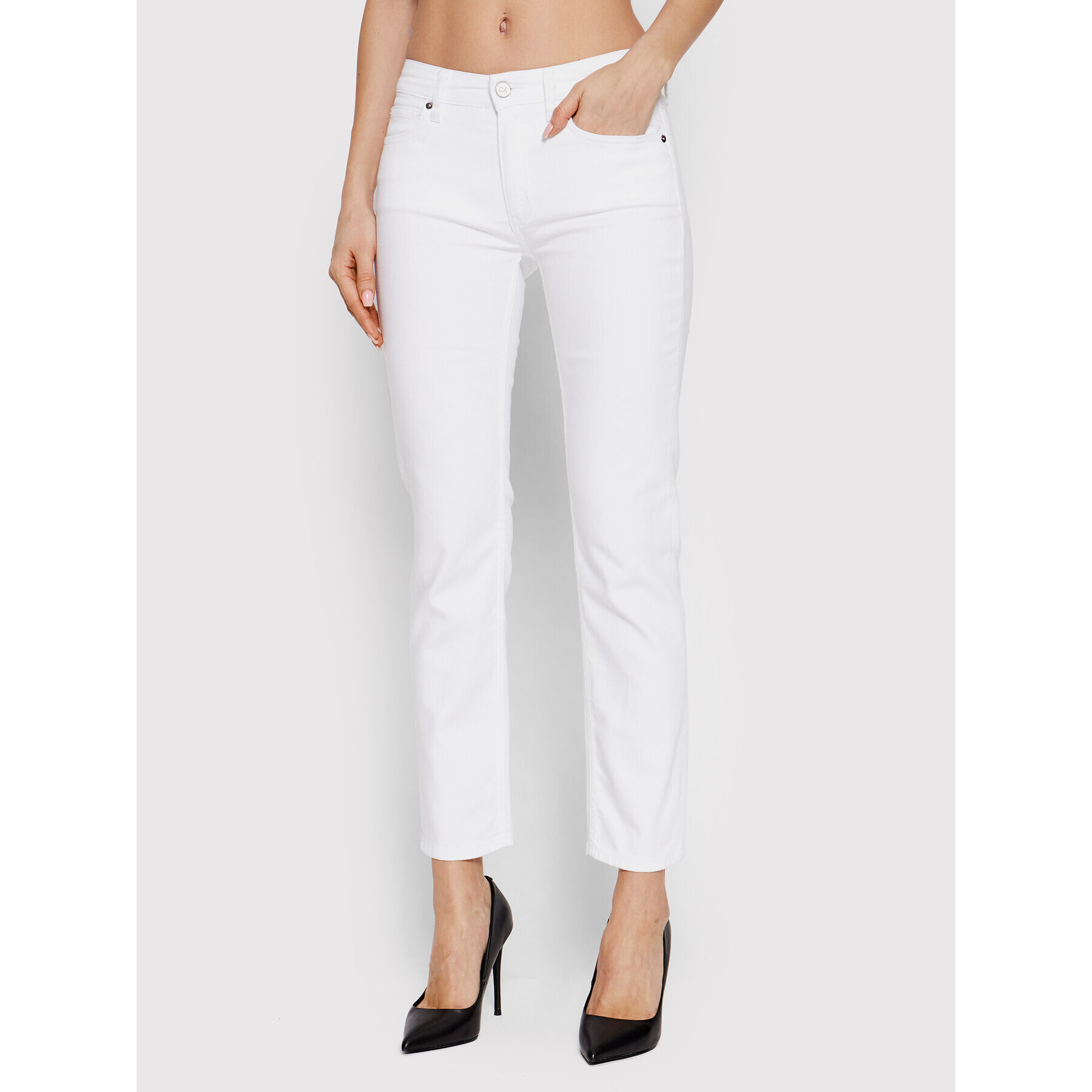 Calvin Klein Дънки K20K203756 Бял Slim Leg - Pepit.bg