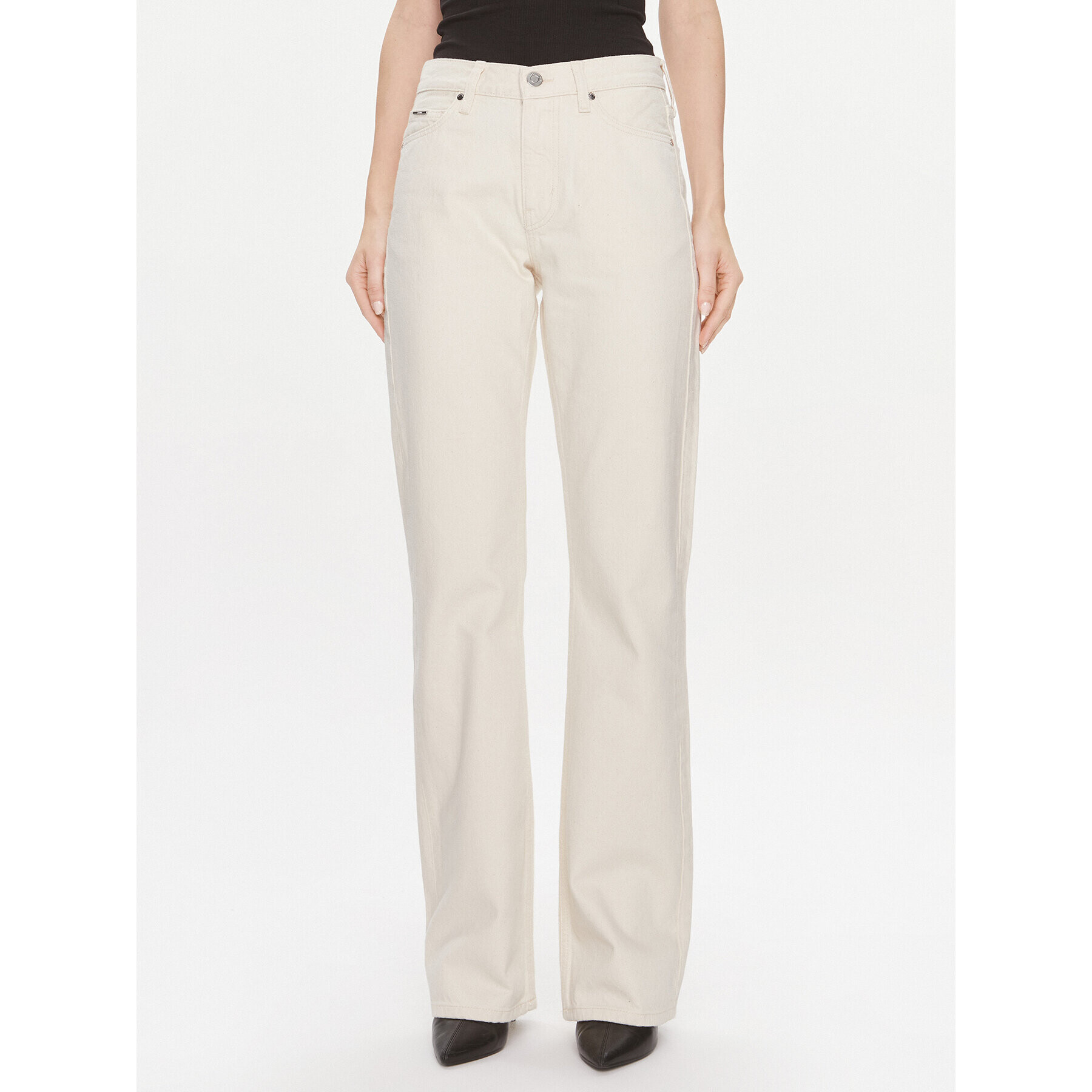 Calvin Klein Дънки Mid Rise Relax Bootcut Ecru K20K206308 Бял Slim Fit - Pepit.bg