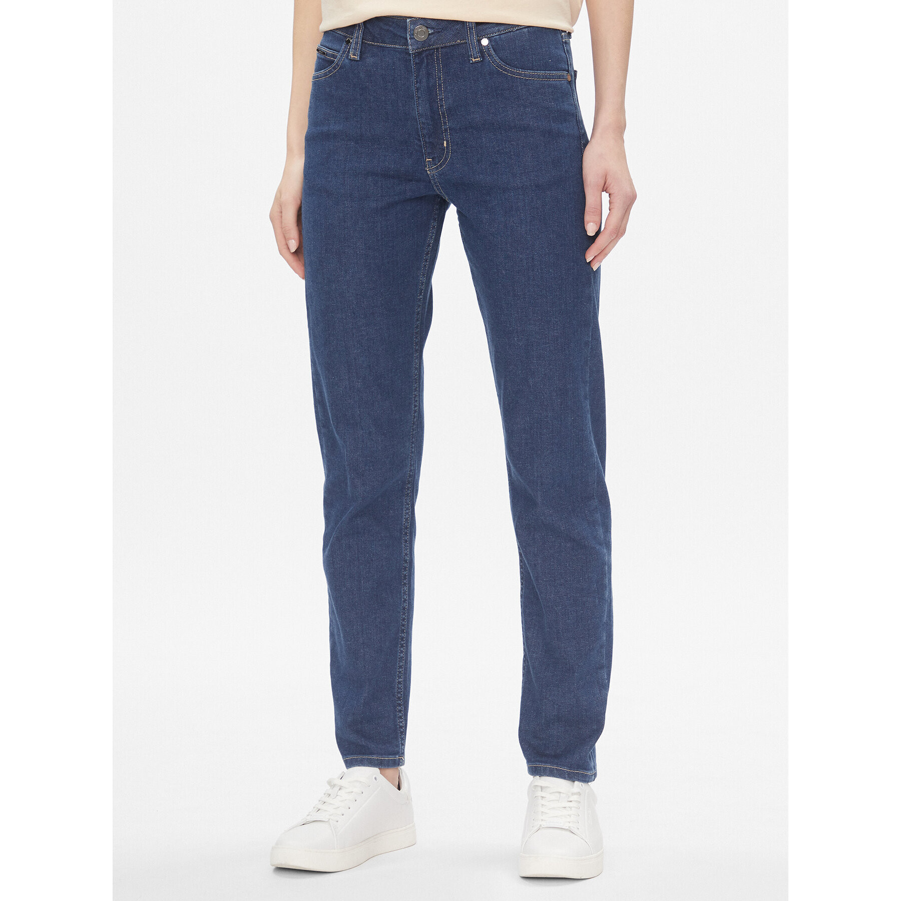 Calvin Klein Дънки Mid Rise Slim - Mid Blue K20K206780 Син Slim Fit - Pepit.bg