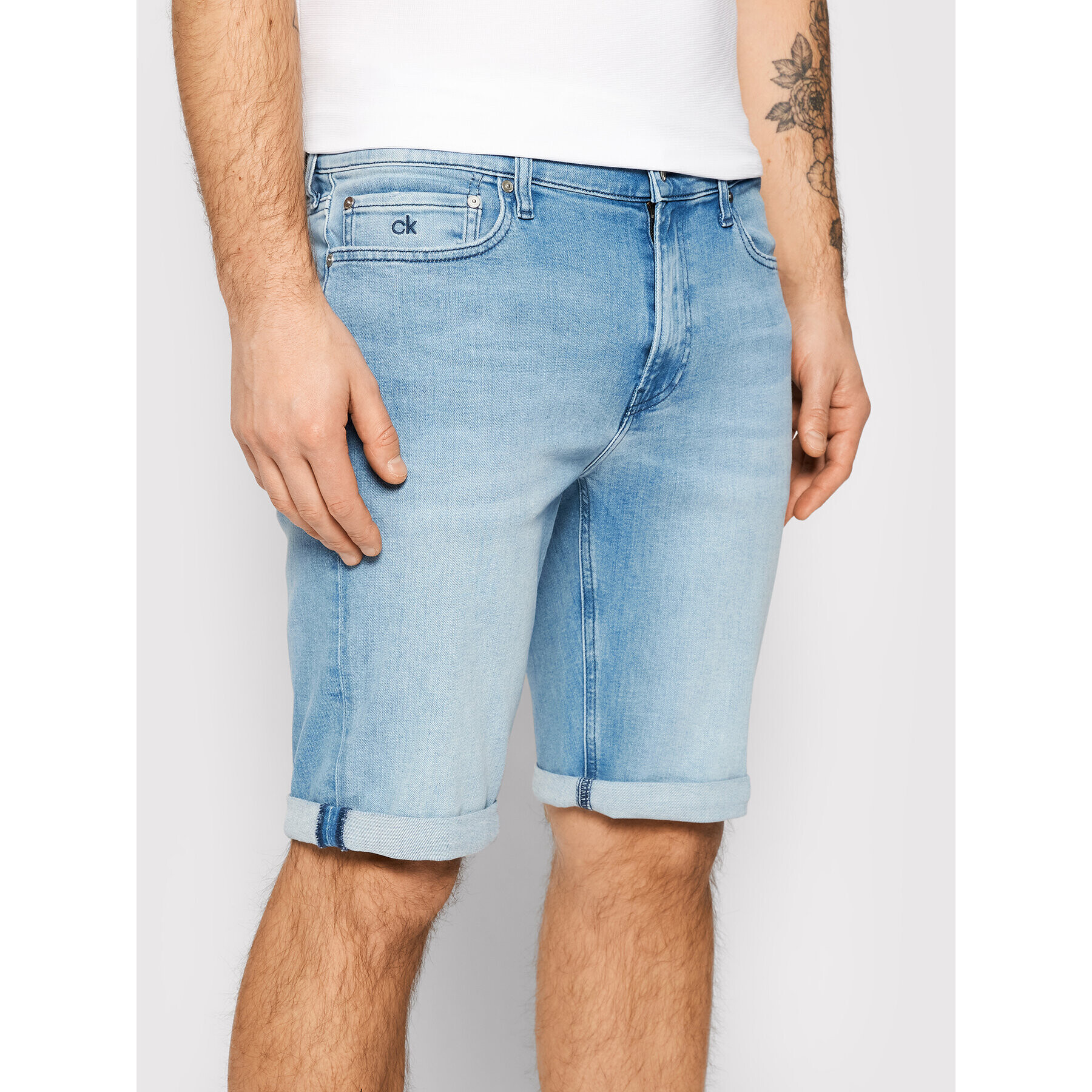 Calvin Klein Дънкови шорти Light K10K107213 Син Slim Fit - Pepit.bg