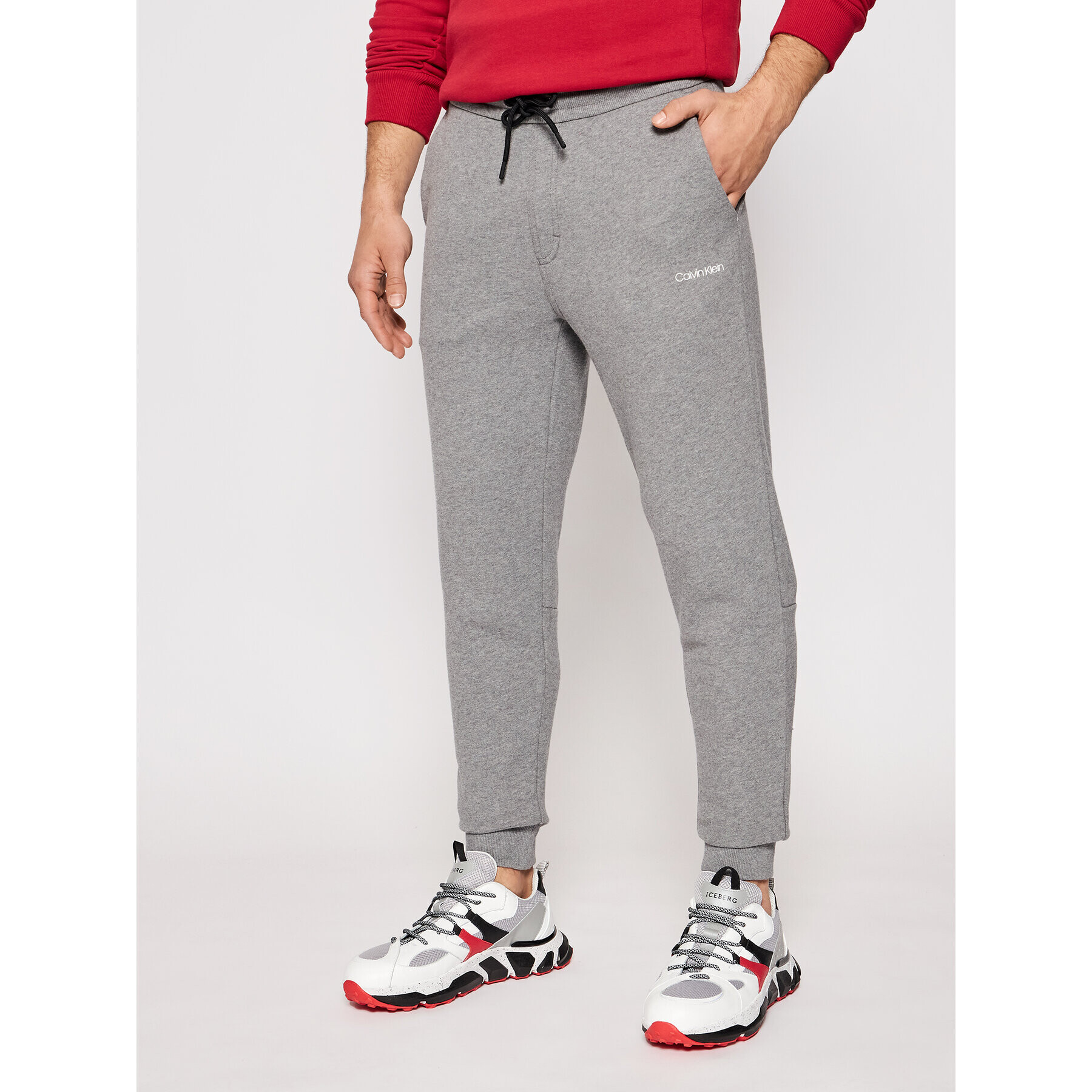 Calvin Klein Долнище анцуг Logo K10K107267 Сив Regular Fit - Pepit.bg