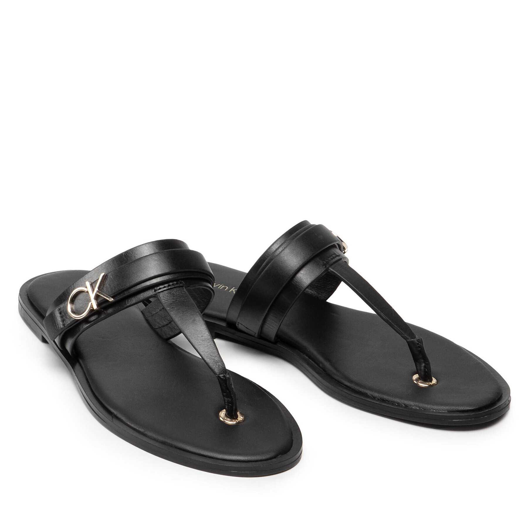 Calvin Klein Джапанки Almond Flat Tp Slide W/Hdw HW0HW00829 Черен - Pepit.bg