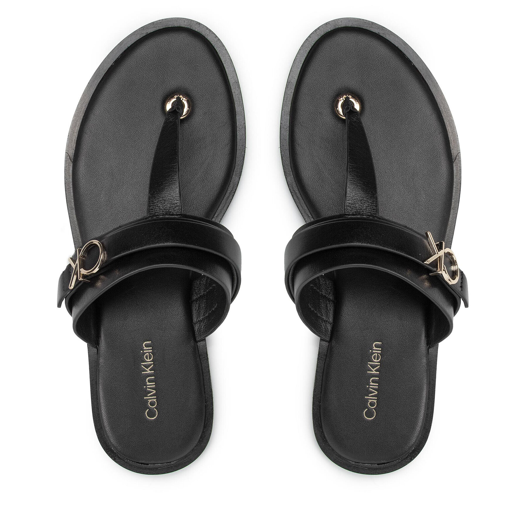 Calvin Klein Джапанки Almond Flat Tp Slide W/Hdw HW0HW00829 Черен - Pepit.bg