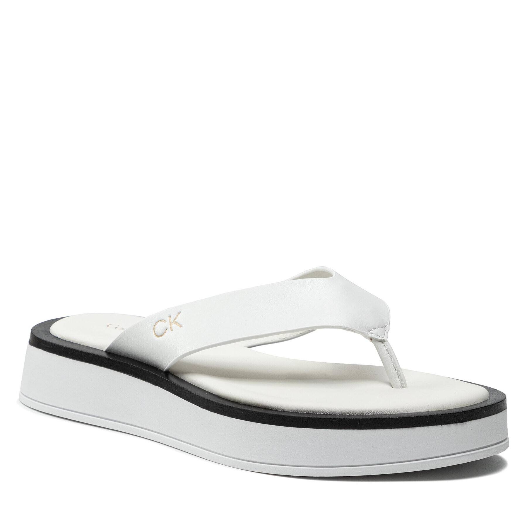 Calvin Klein Джапанки Flatform Tp Slide HW0HW00696 Бял - Pepit.bg