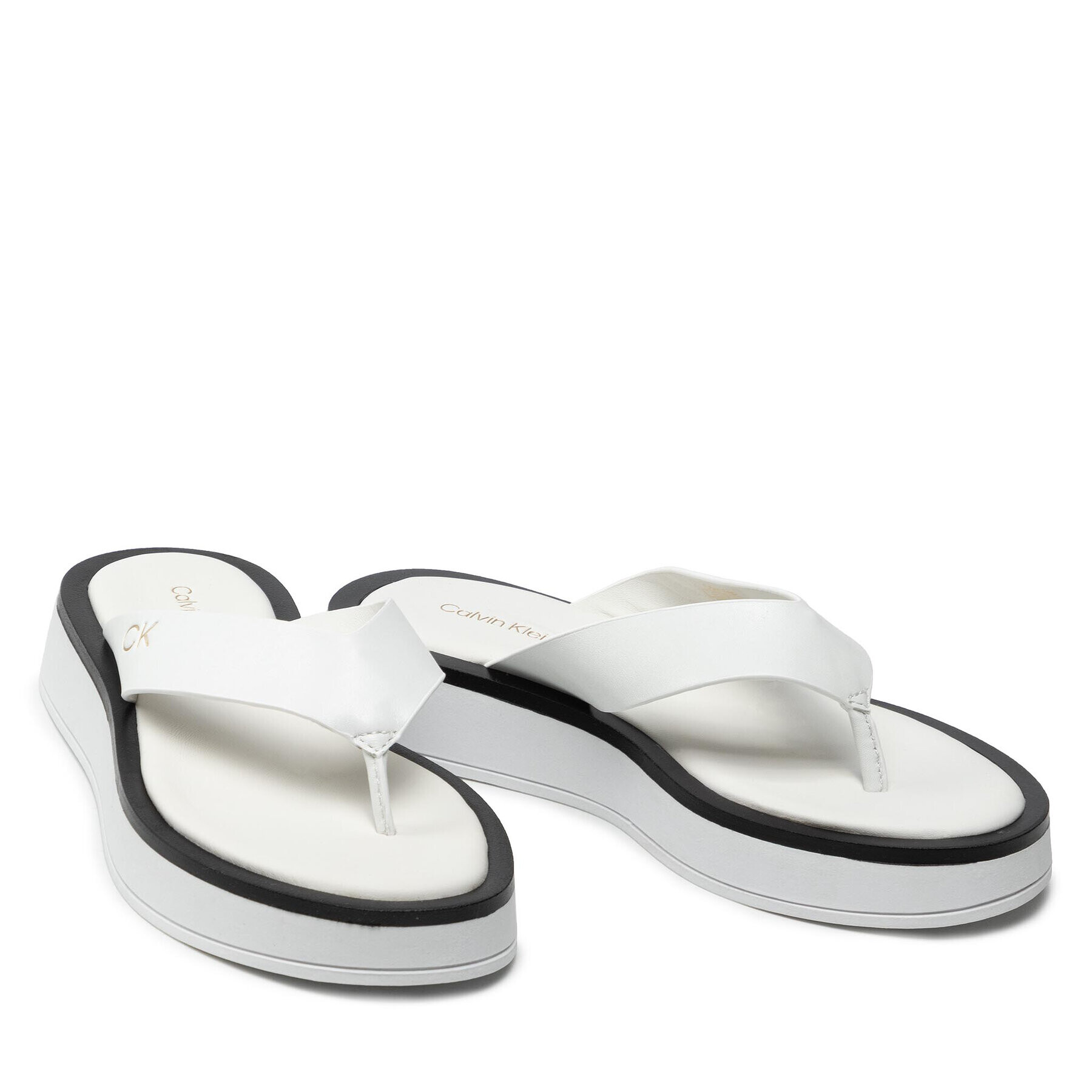 Calvin Klein Джапанки Flatform Tp Slide HW0HW00696 Бял - Pepit.bg