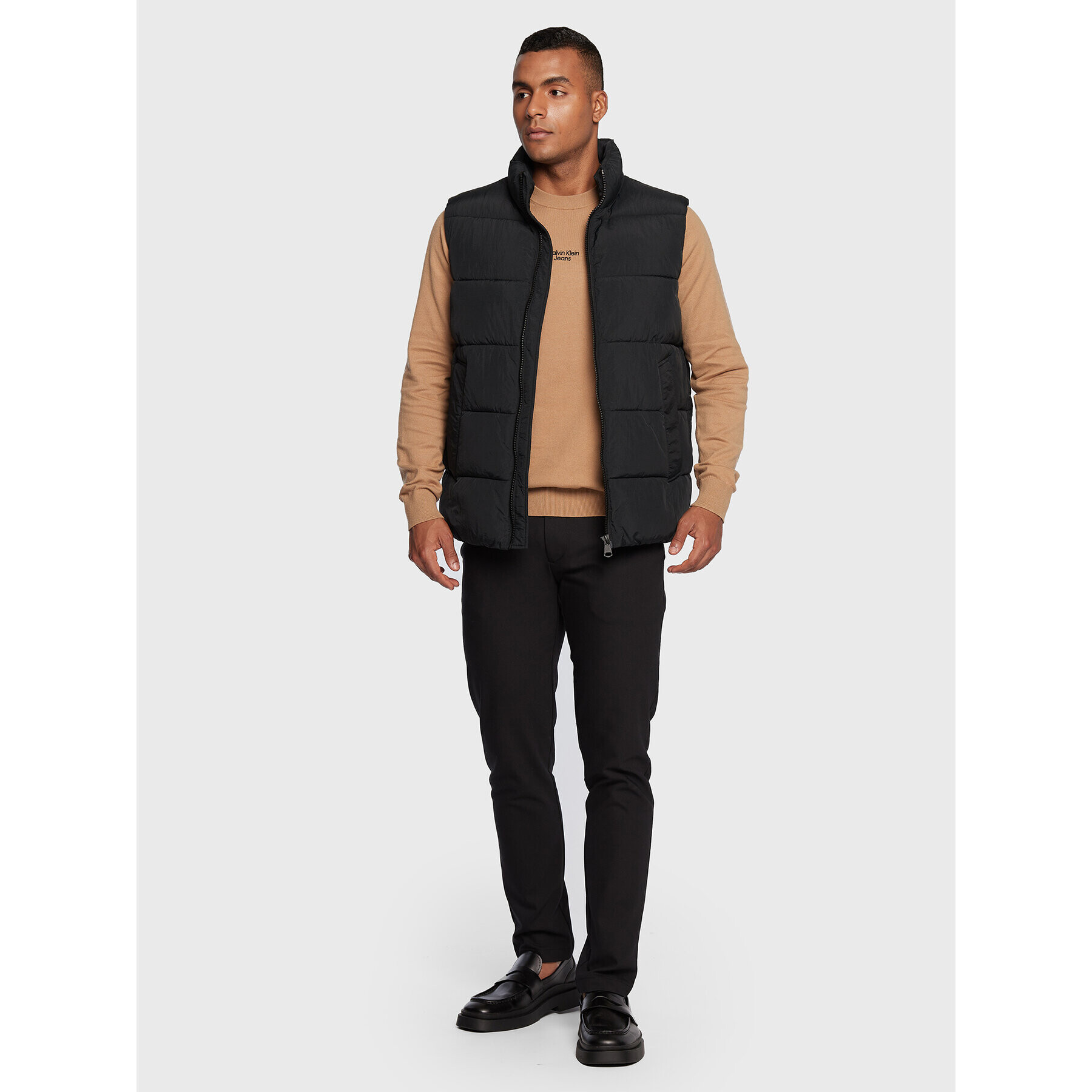 Calvin Klein Елек Crinkle K10K110334 Черен Regular Fit - Pepit.bg