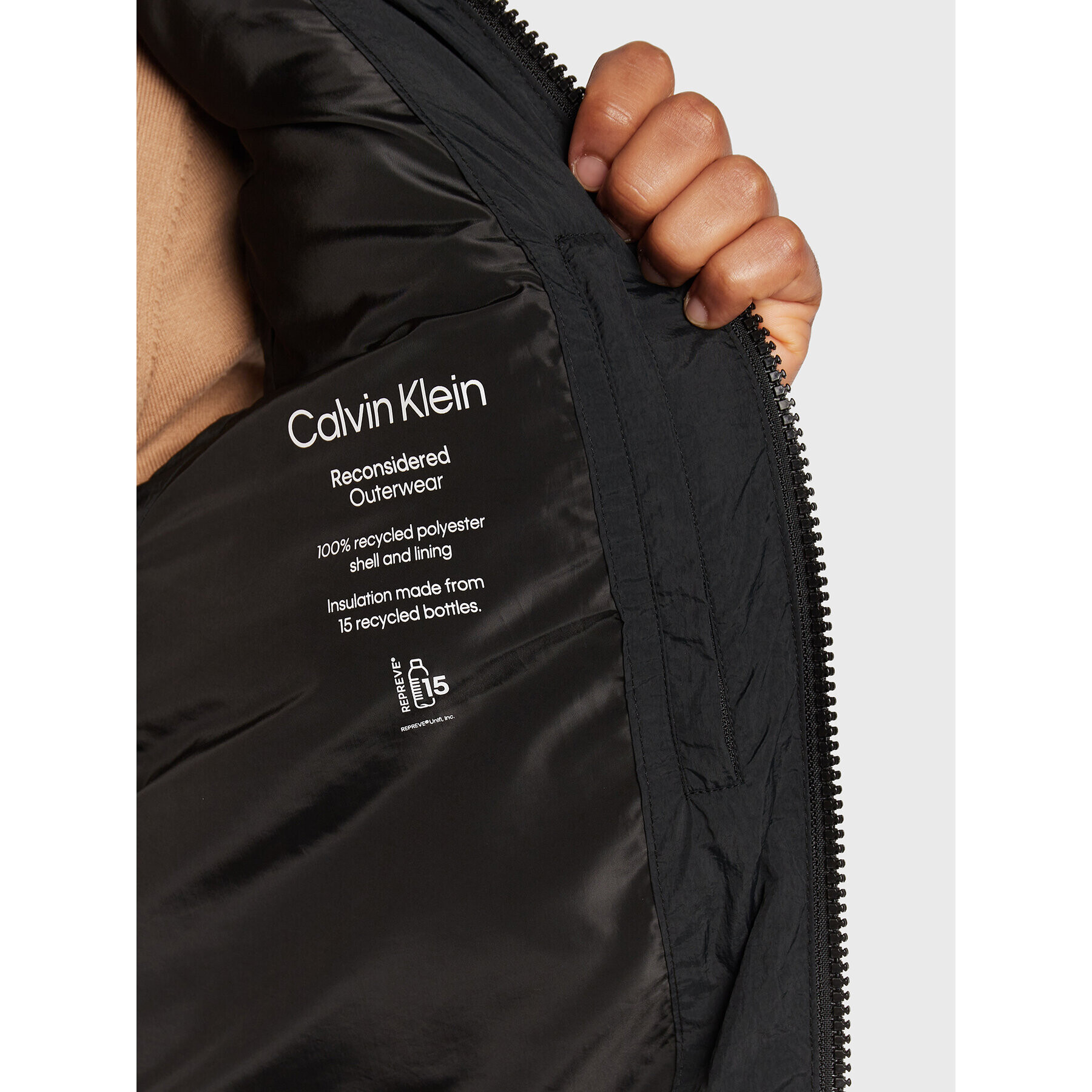 Calvin Klein Елек Crinkle K10K110334 Черен Regular Fit - Pepit.bg