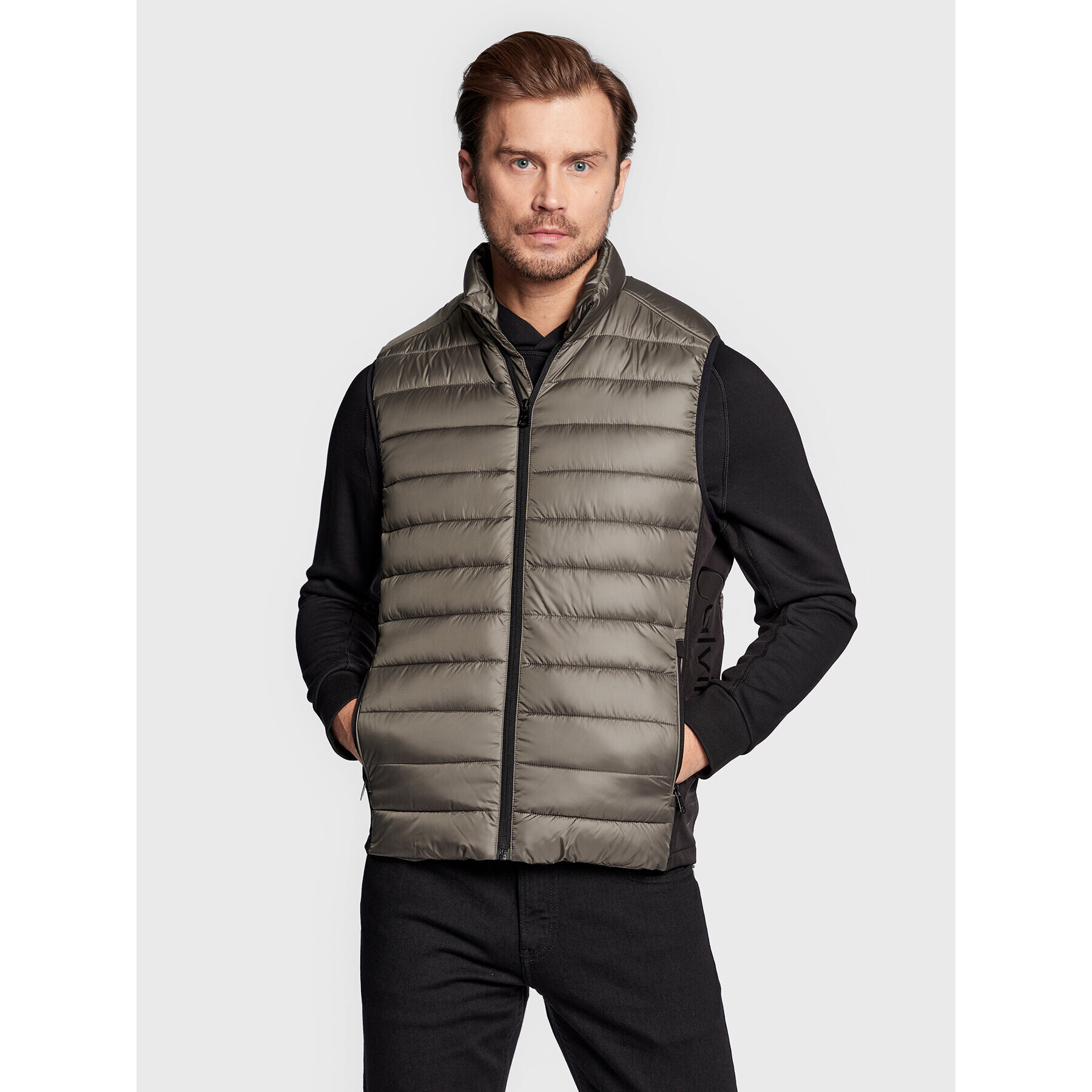 Calvin Klein Елек Side Logo K10K108292 Сив Regular Fit - Pepit.bg