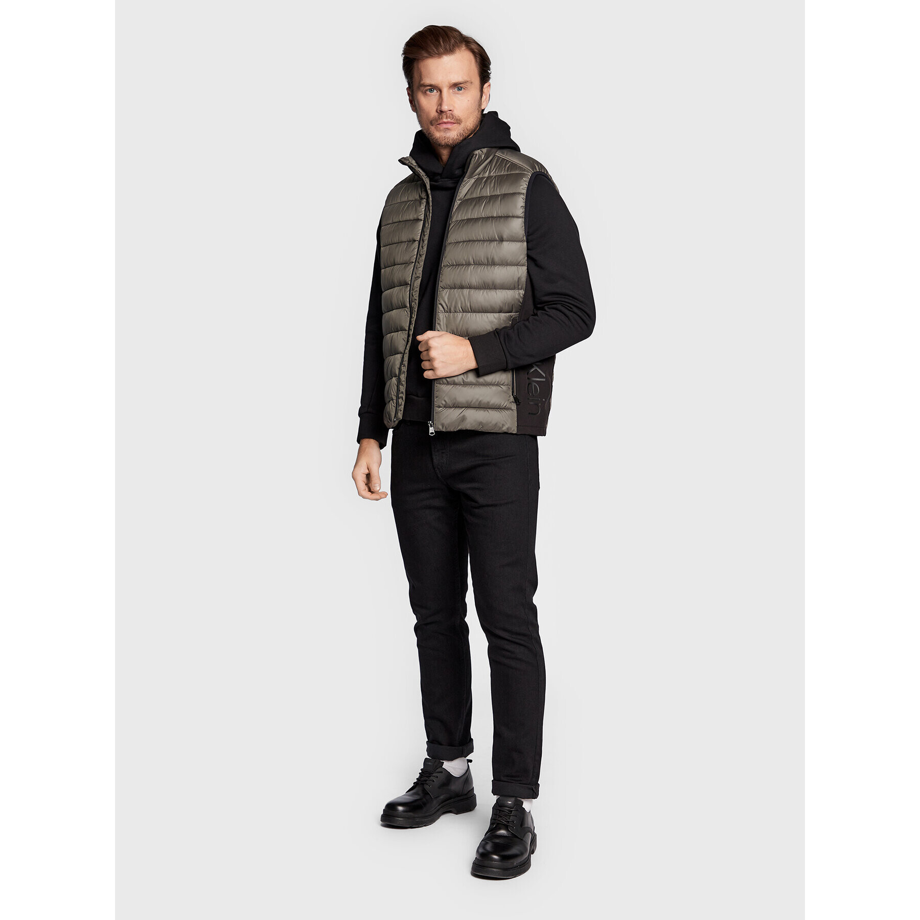 Calvin Klein Елек Side Logo K10K108292 Сив Regular Fit - Pepit.bg