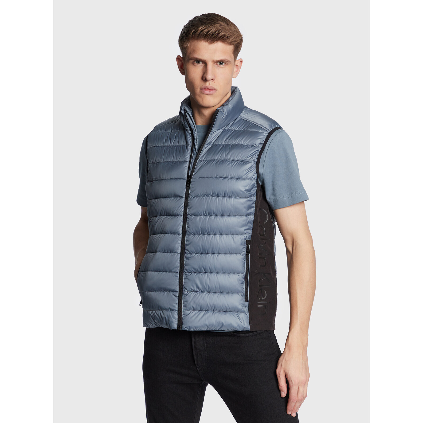 Calvin Klein Елек Side Logo K10K108292 Сив Regular Fit - Pepit.bg